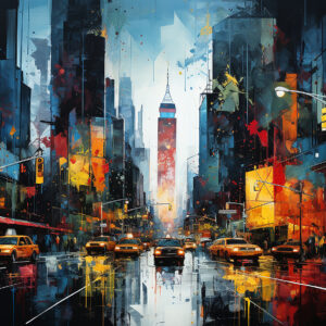 City Lights and Yellow Taxi