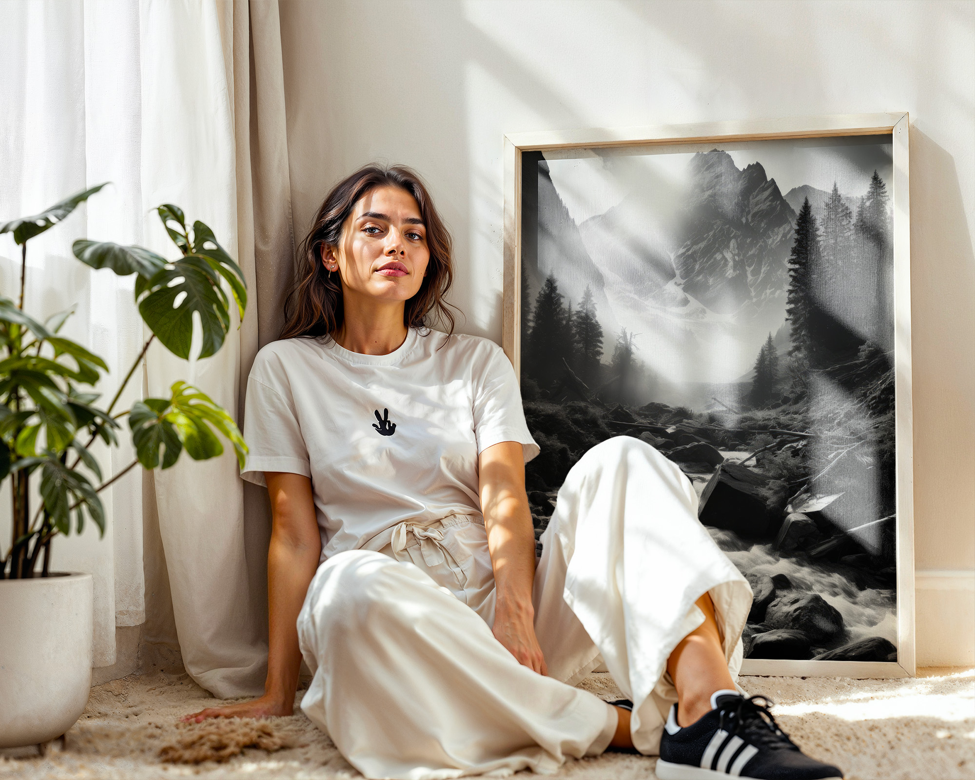 Mountain Light Cascade Art Print - room mockup