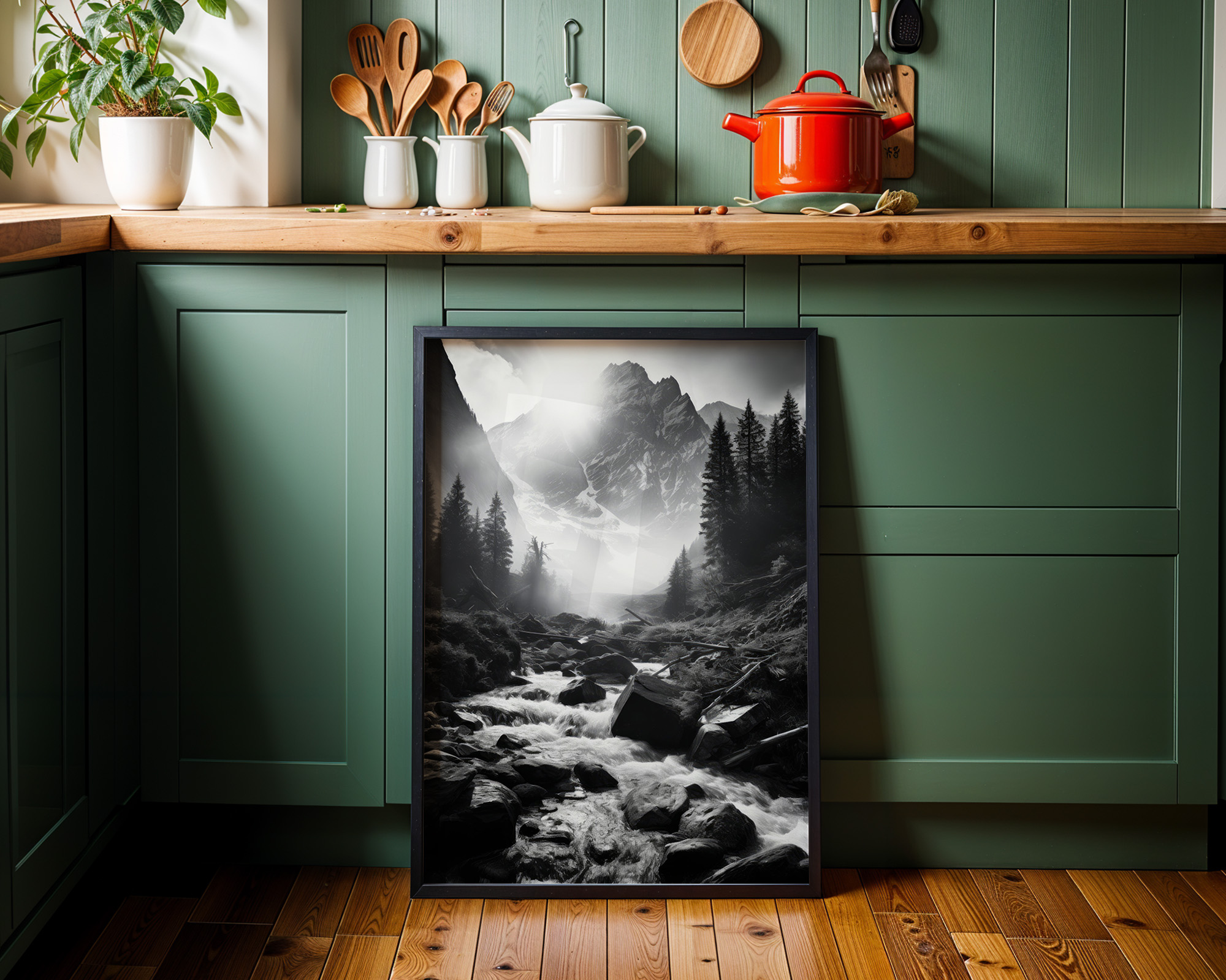 Mountain Light Cascade Art Print - room mockup