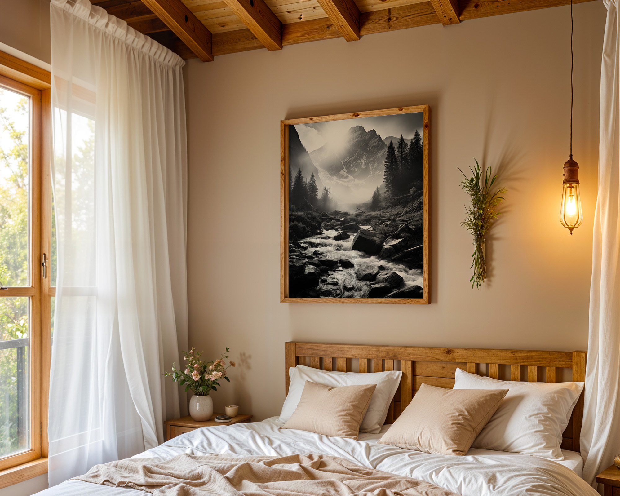Mountain Light Cascade Art Print - room mockup