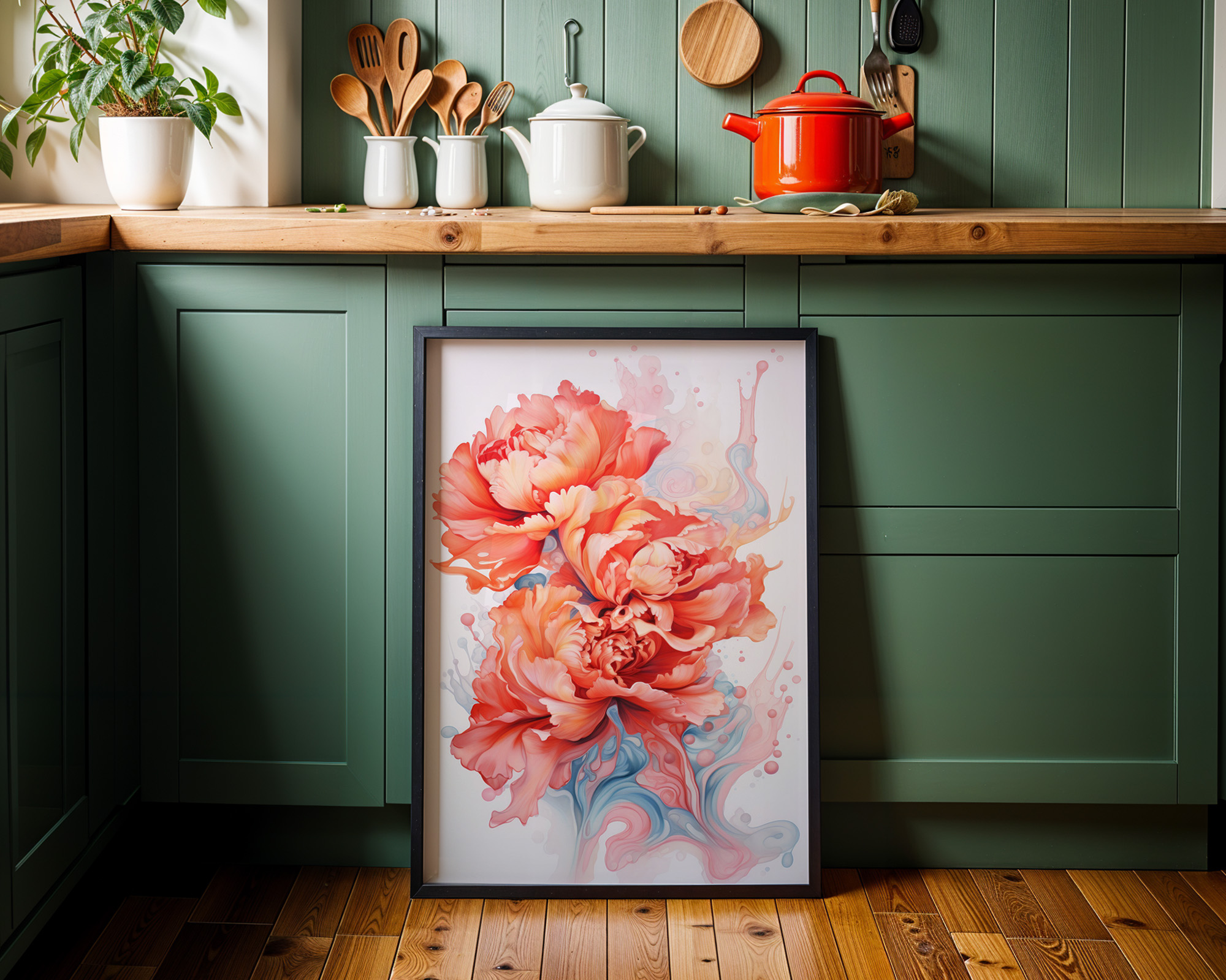 Luminous Peony Cascade Art Print - room mockup