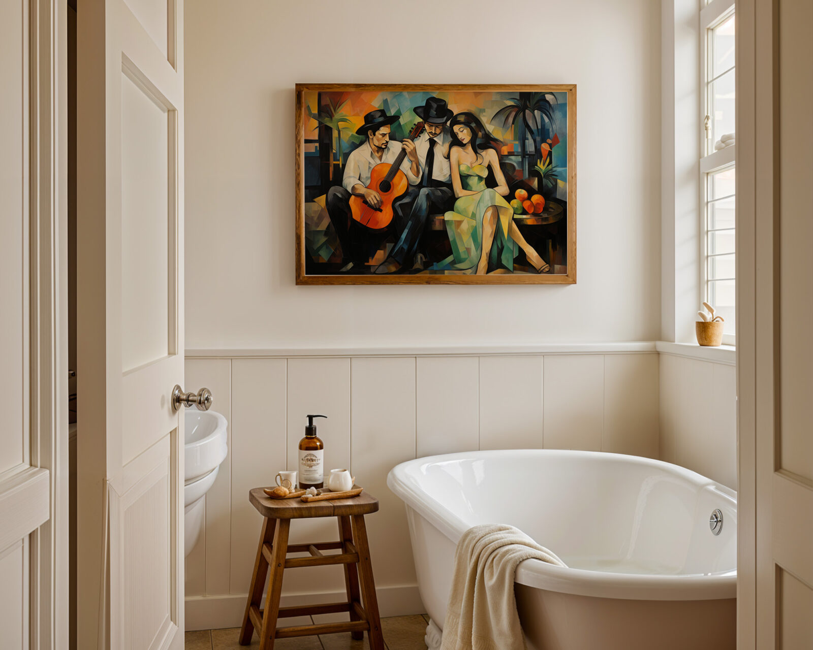 Serenade to the Muse Cubist Art Print - room mockup