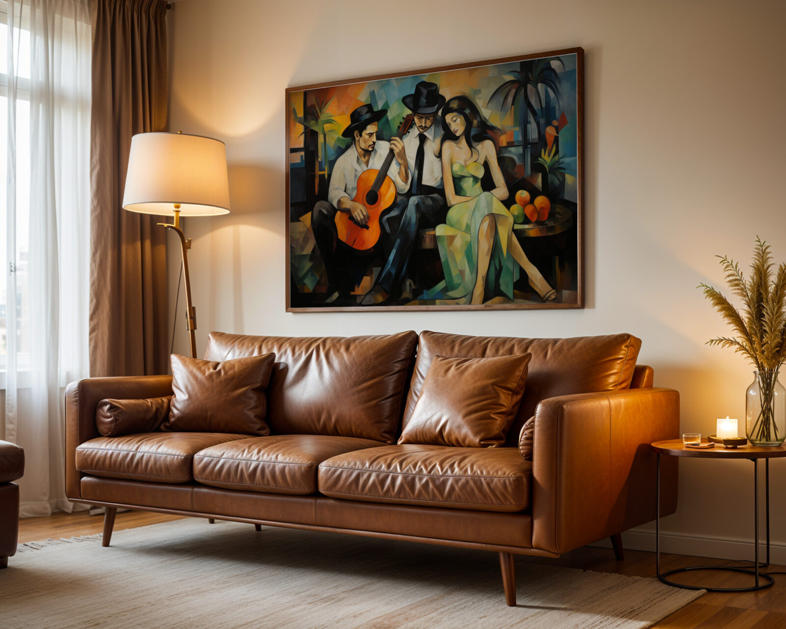 Serenade to the Muse Cubist Art Print - room mockup