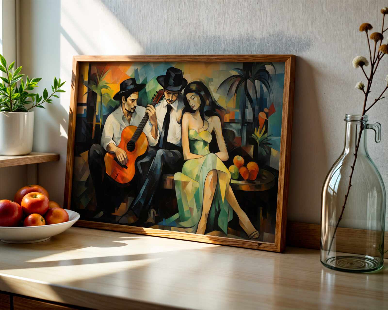 Serenade to the Muse Cubist Art Print - room mockup