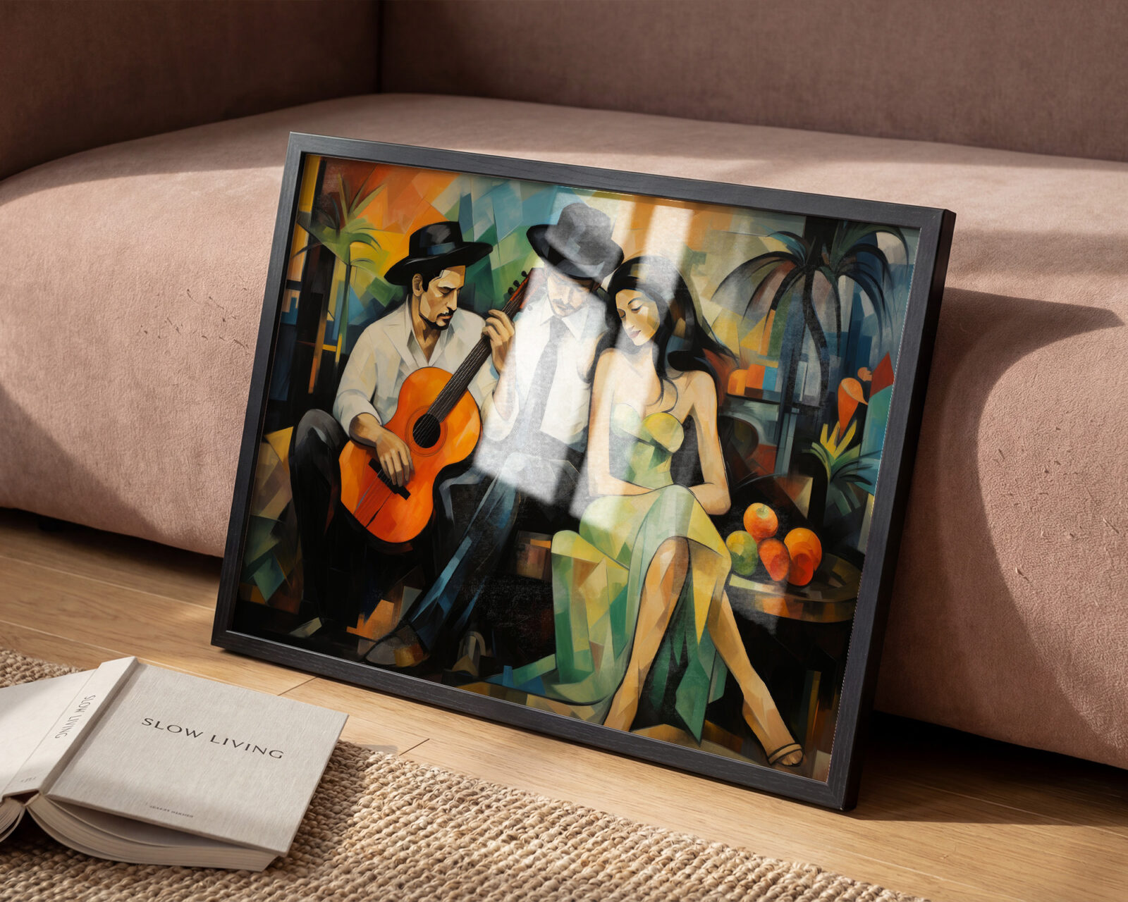 Serenade to the Muse Cubist Art Print - room mockup