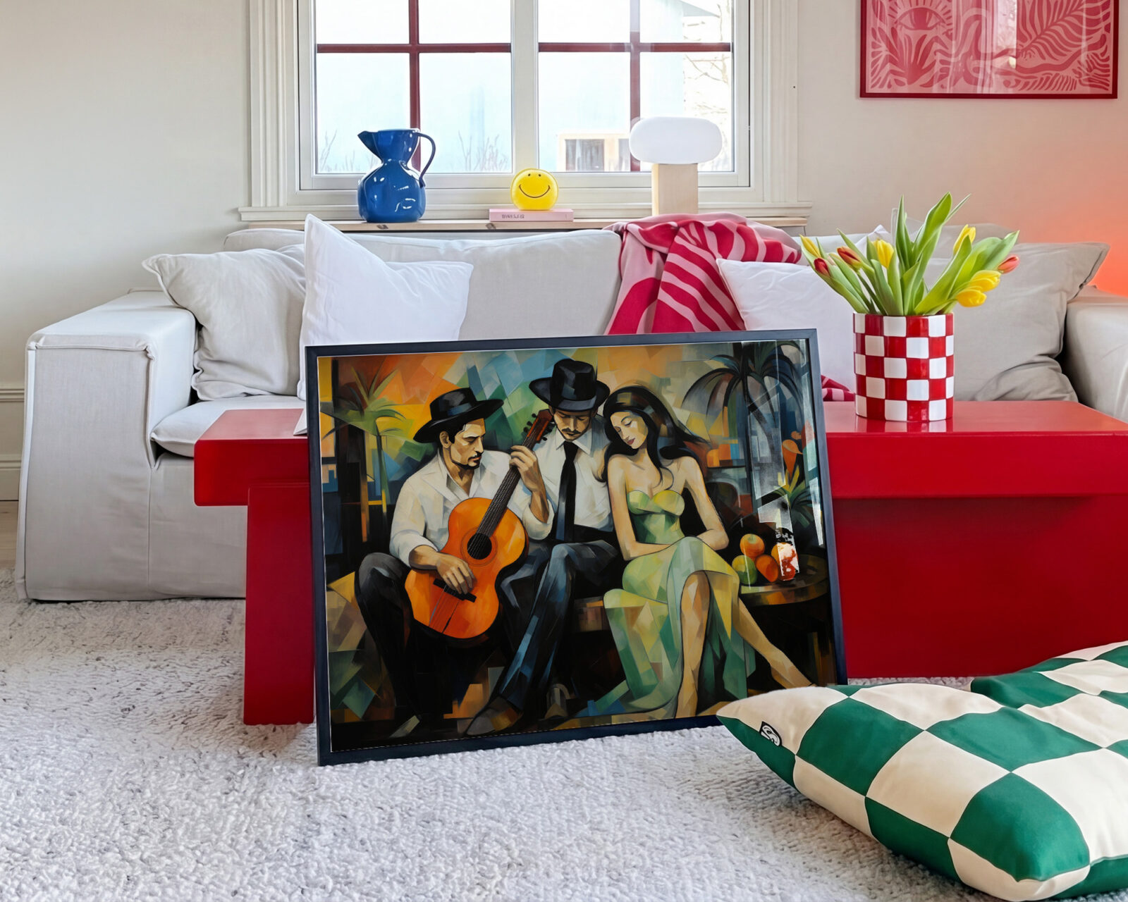 Serenade to the Muse Cubist Art Print - room mockup