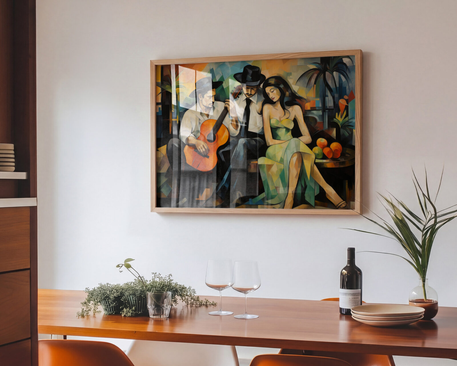 Serenade to the Muse Cubist Art Print - room mockup