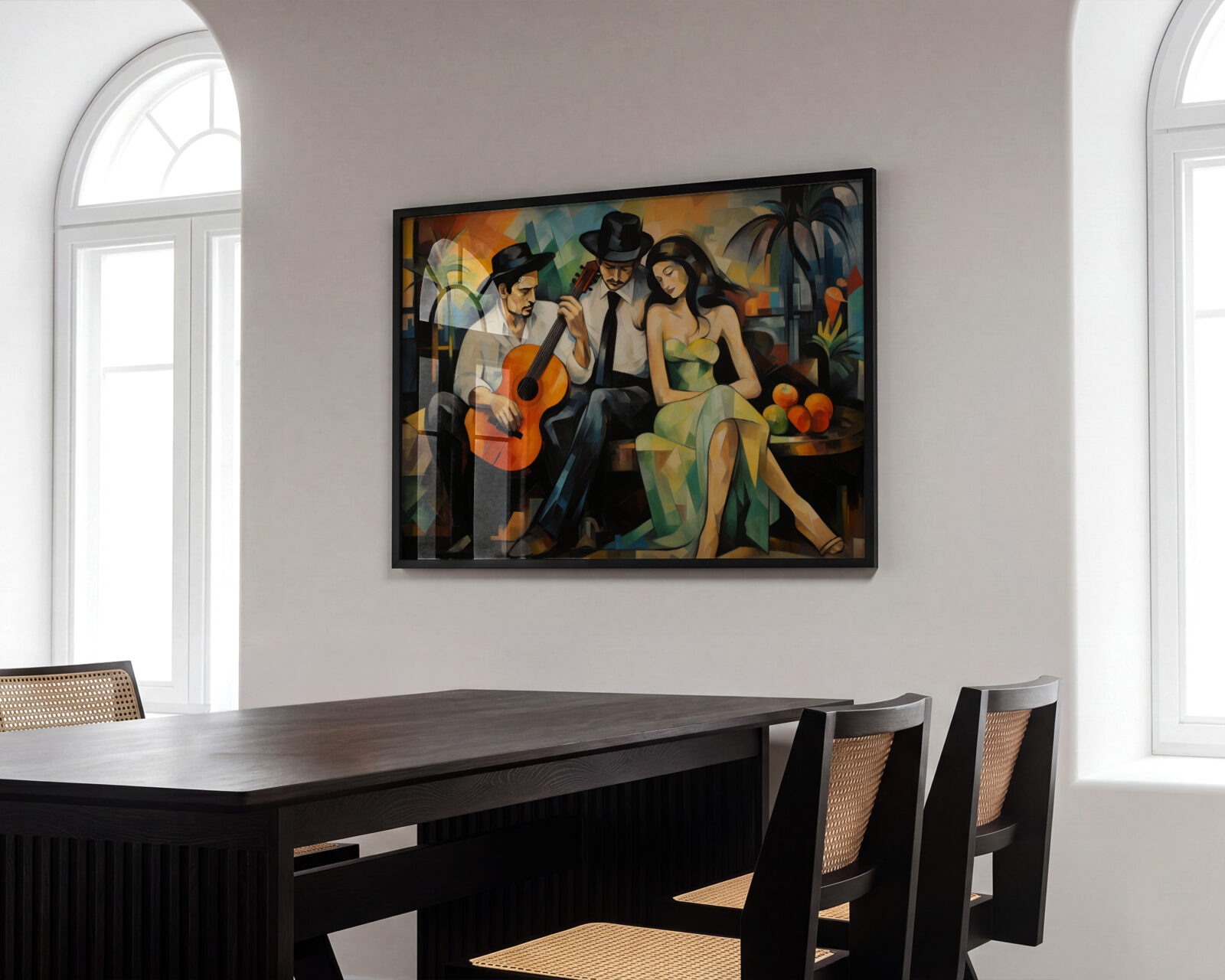 Serenade to the Muse Cubist Art Print - room mockup