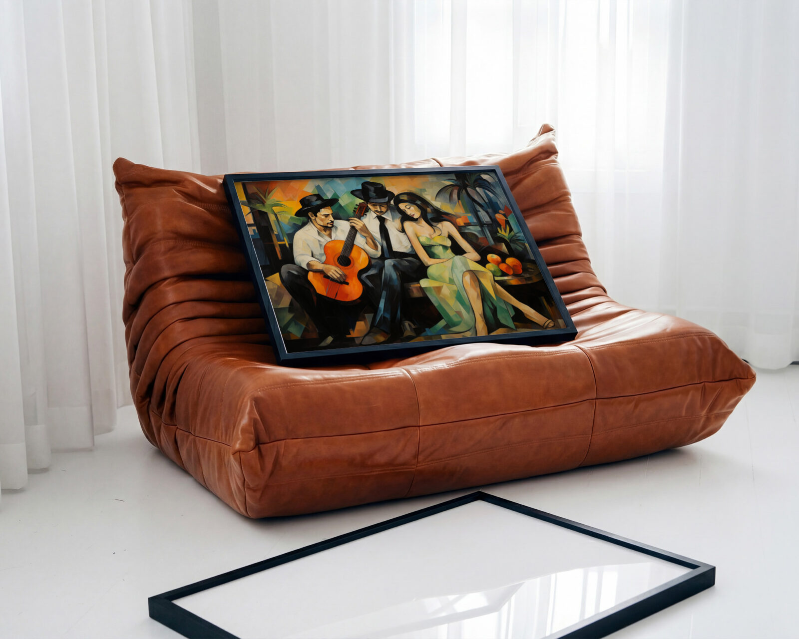 Serenade to the Muse Cubist Art Print - room mockup