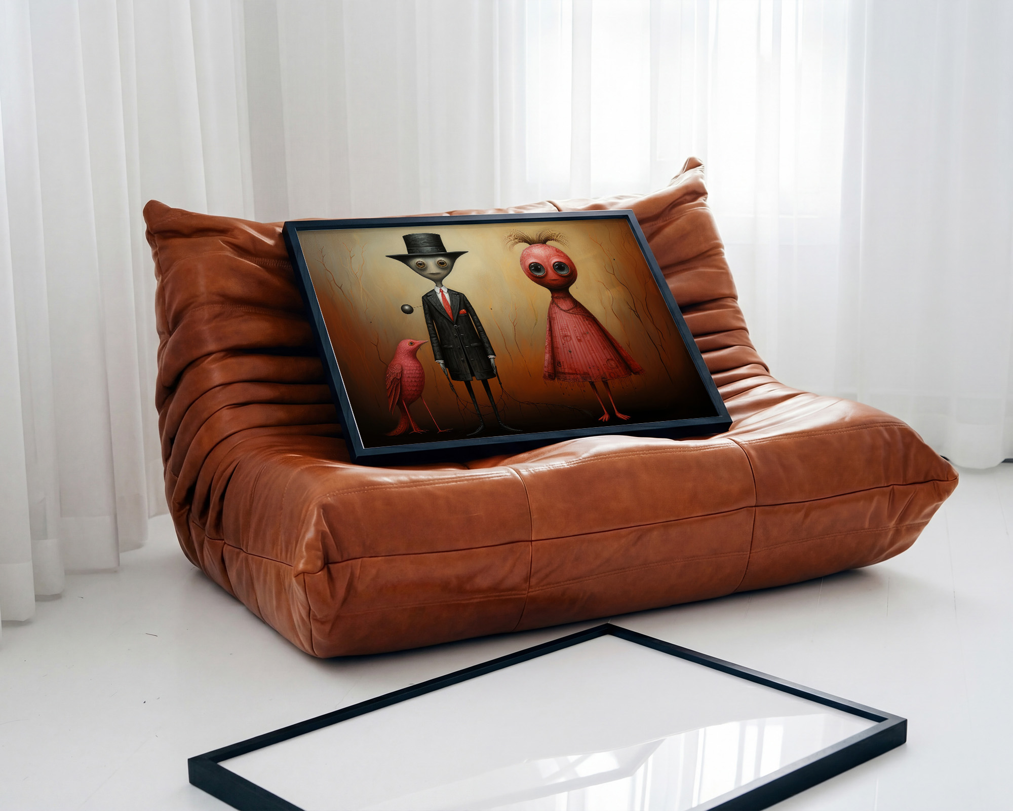 The Gentleman and the Crimson Muse Art Print - room mockup