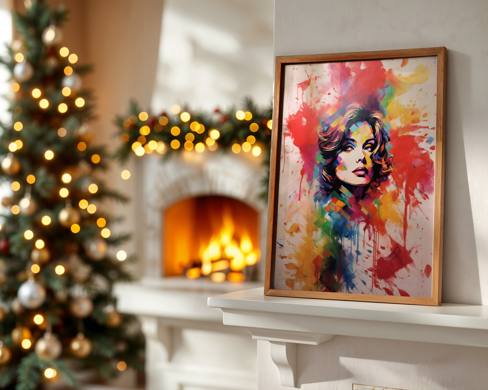 Chromatic Muse Geometric Mosaic Portrait - room mockup