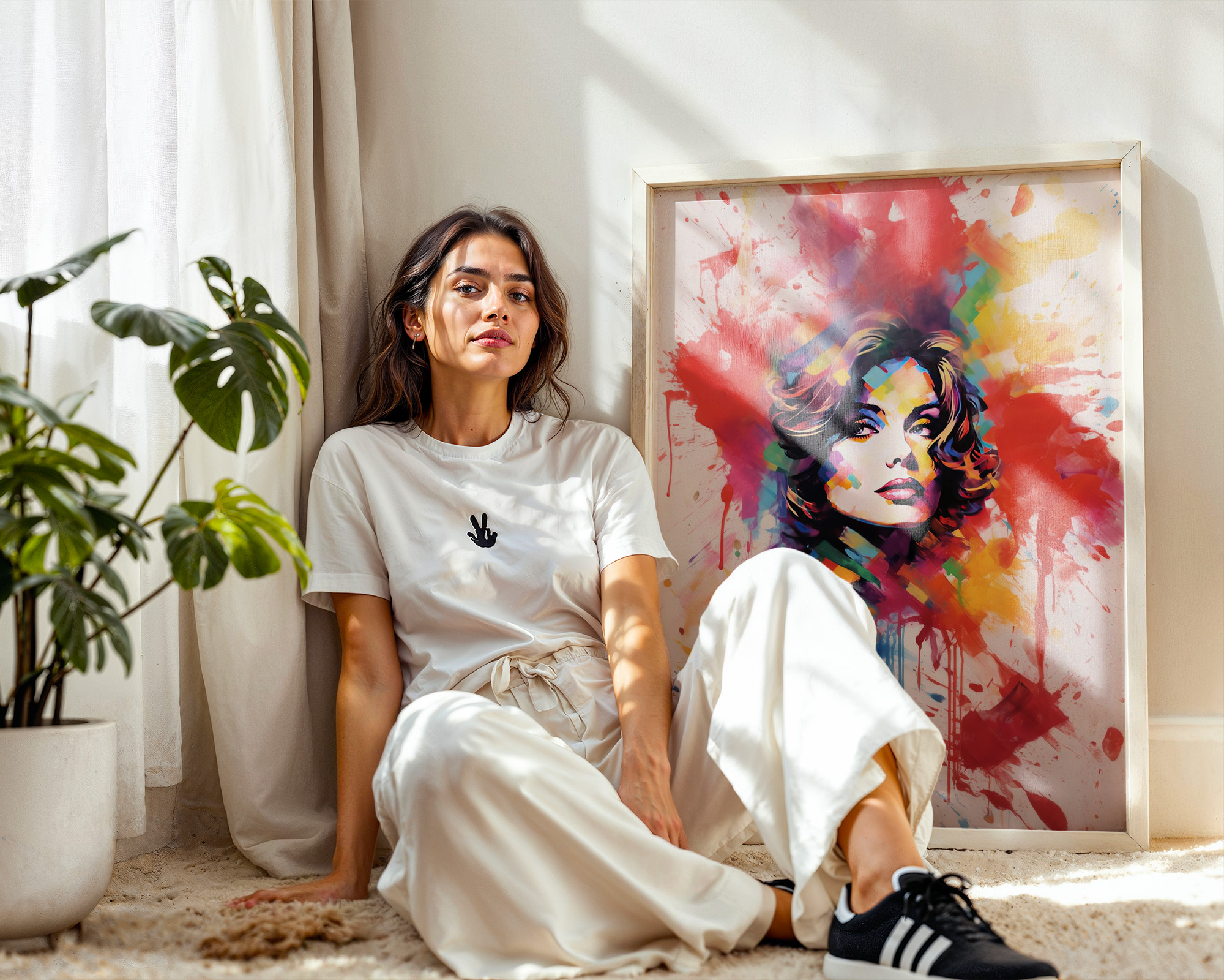 Chromatic Muse Geometric Mosaic Portrait - room mockup