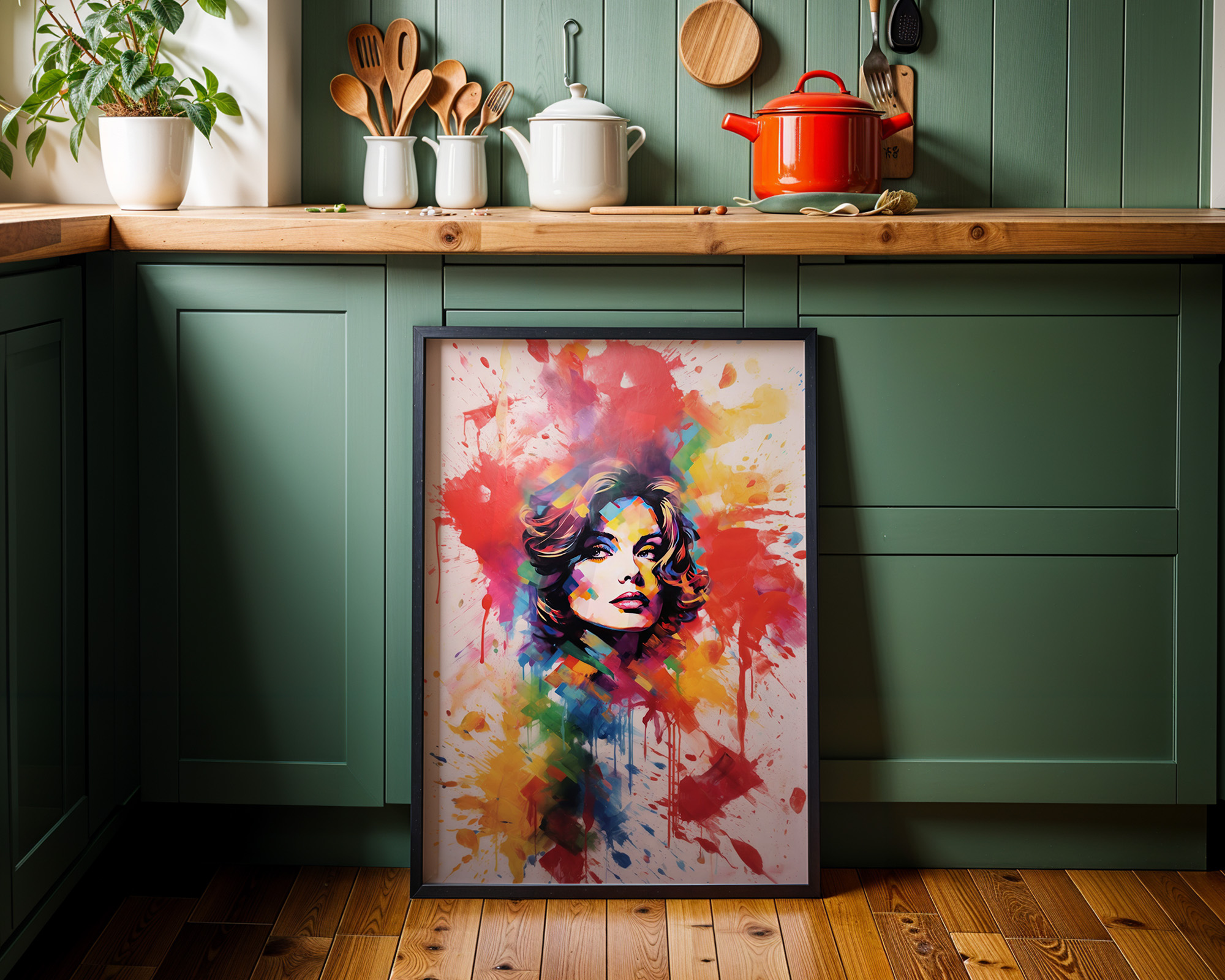 Chromatic Muse Geometric Mosaic Portrait - room mockup