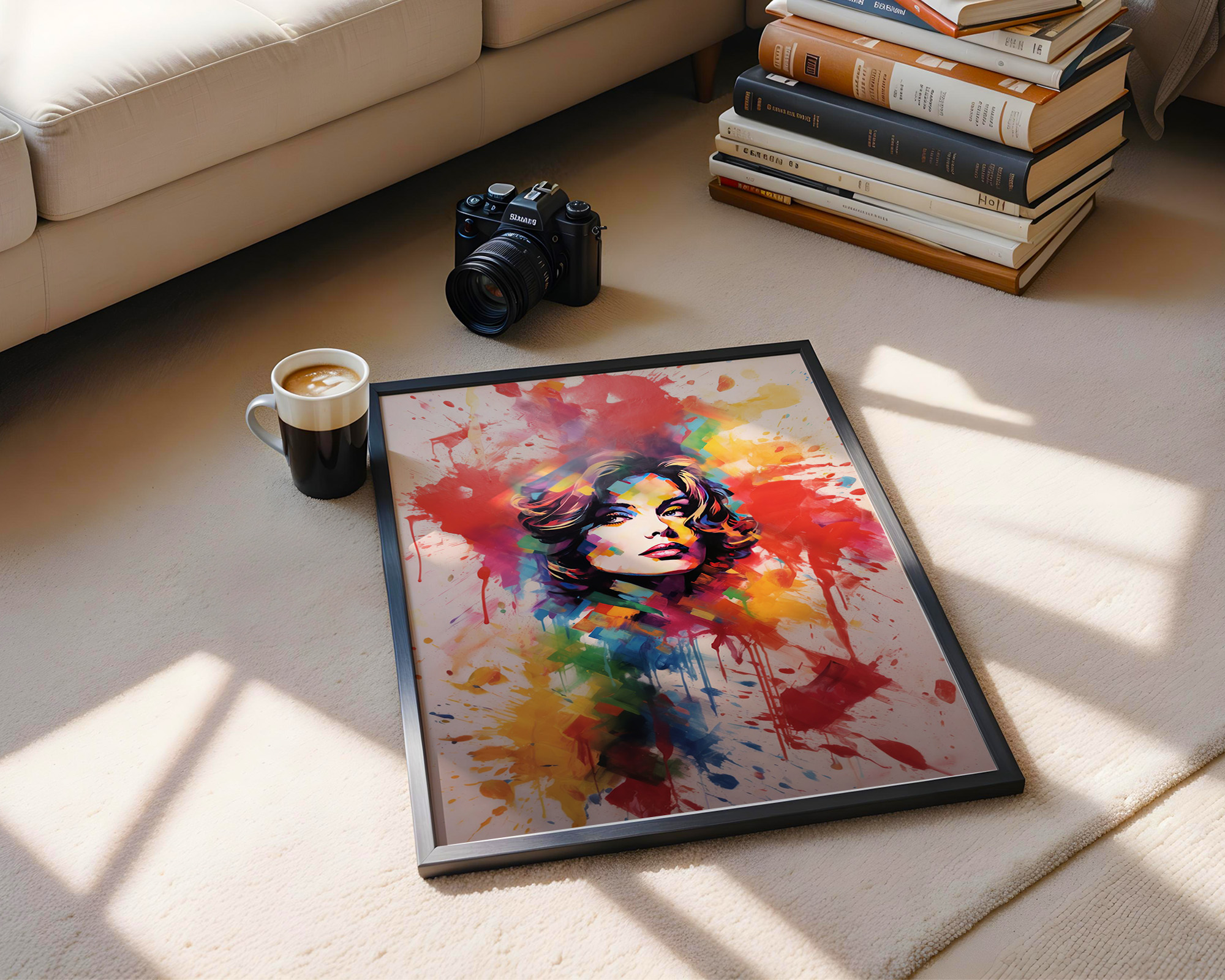 Chromatic Muse Geometric Mosaic Portrait - room mockup