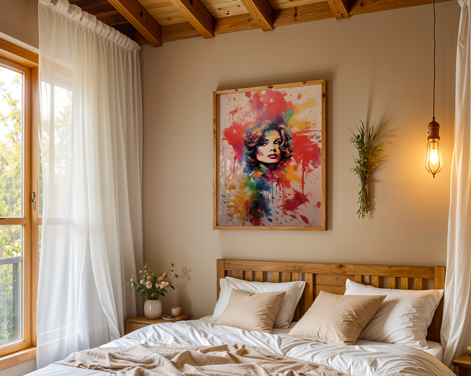 Chromatic Muse Geometric Mosaic Portrait - room mockup