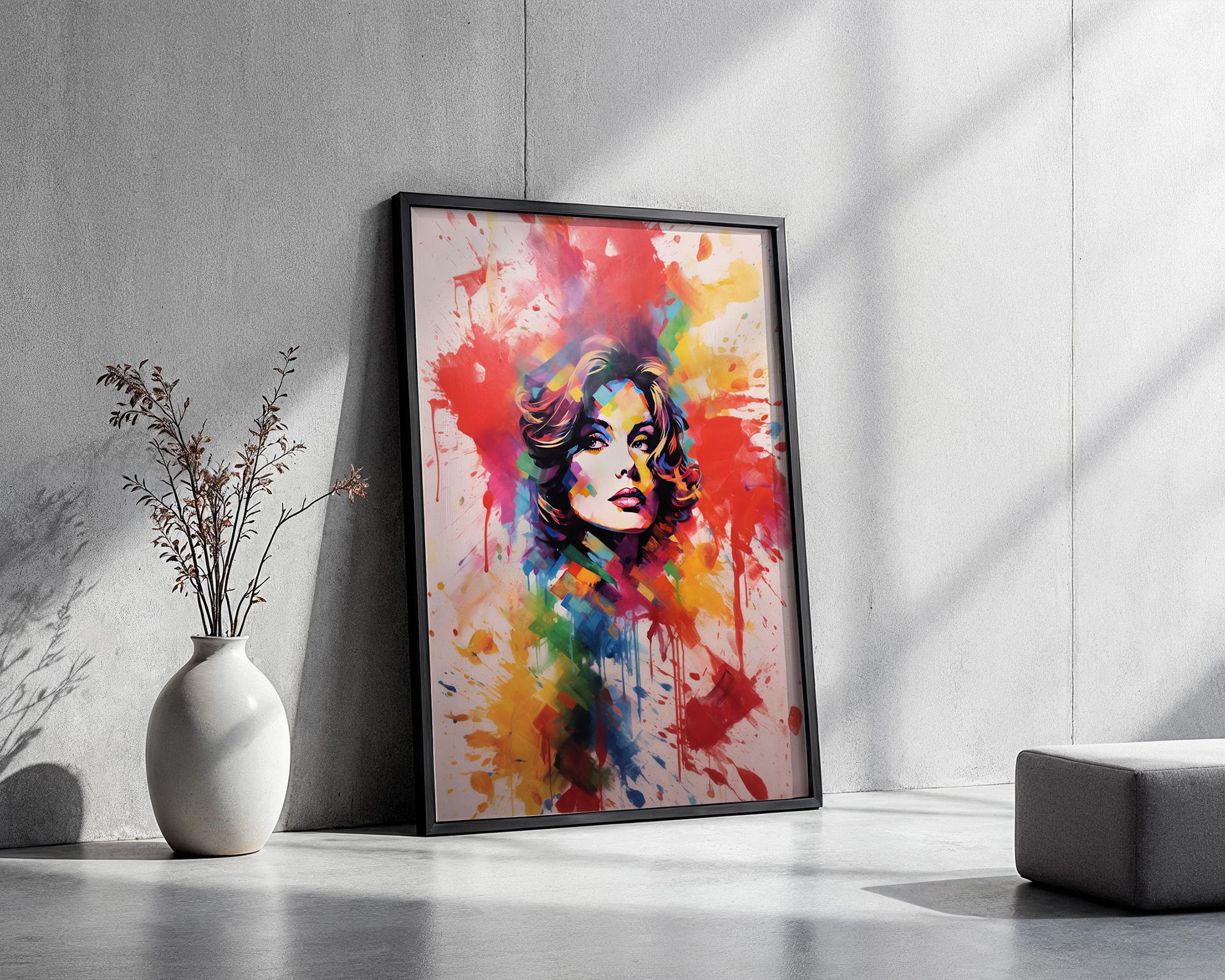 Chromatic Muse Geometric Mosaic Portrait - room mockup