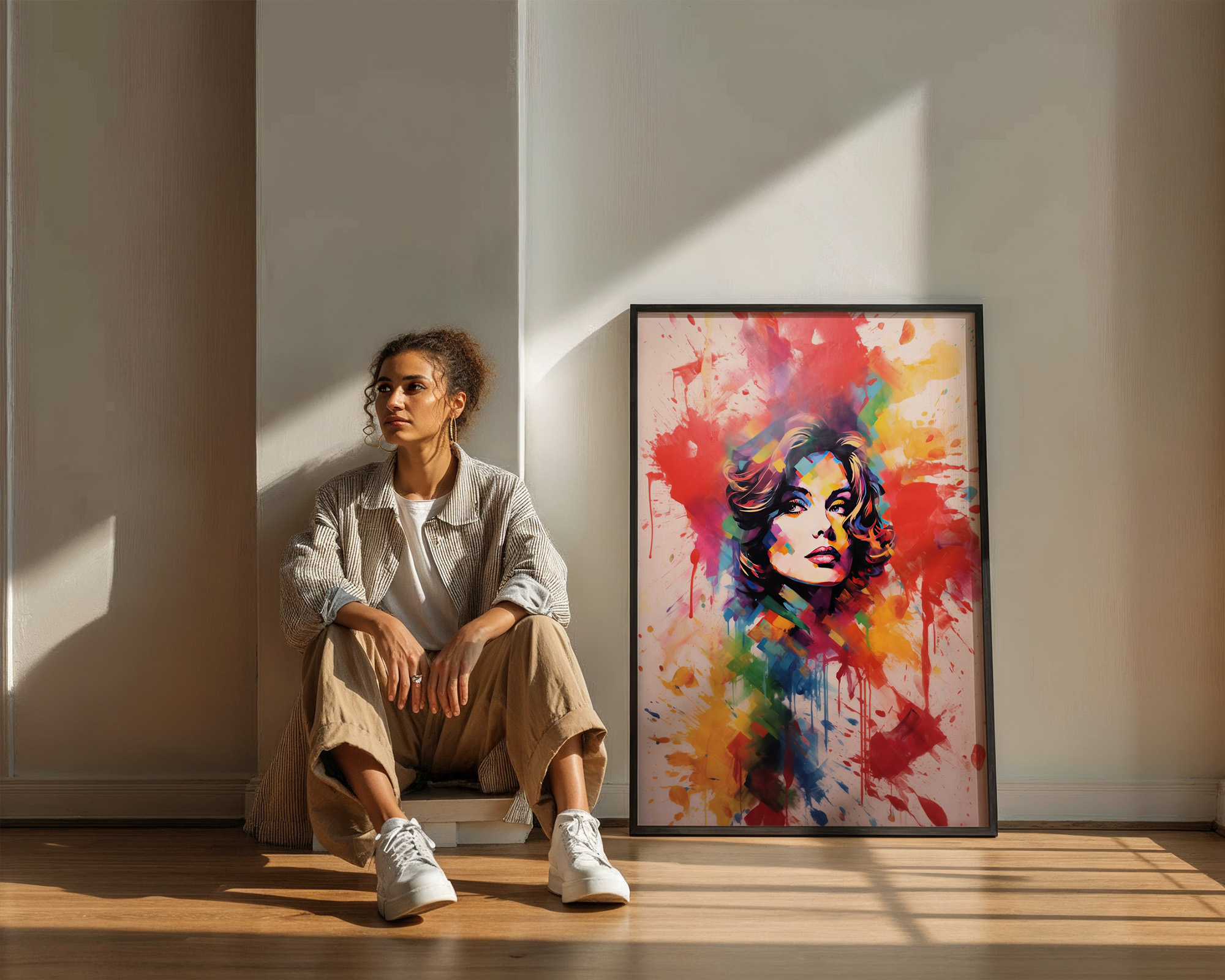 Chromatic Muse Geometric Mosaic Portrait - room mockup