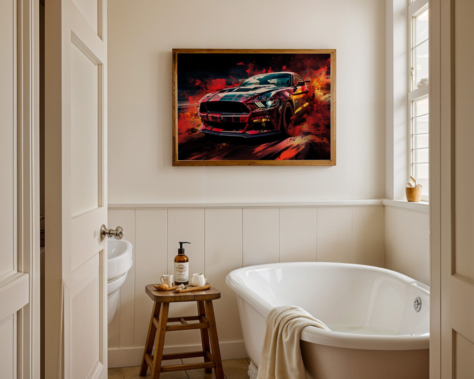 Redline Inferno Contemporary Muscle Car Print - room mockup