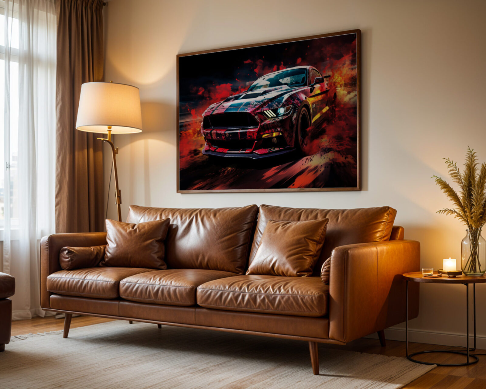 Redline Inferno Contemporary Muscle Car Print - room mockup