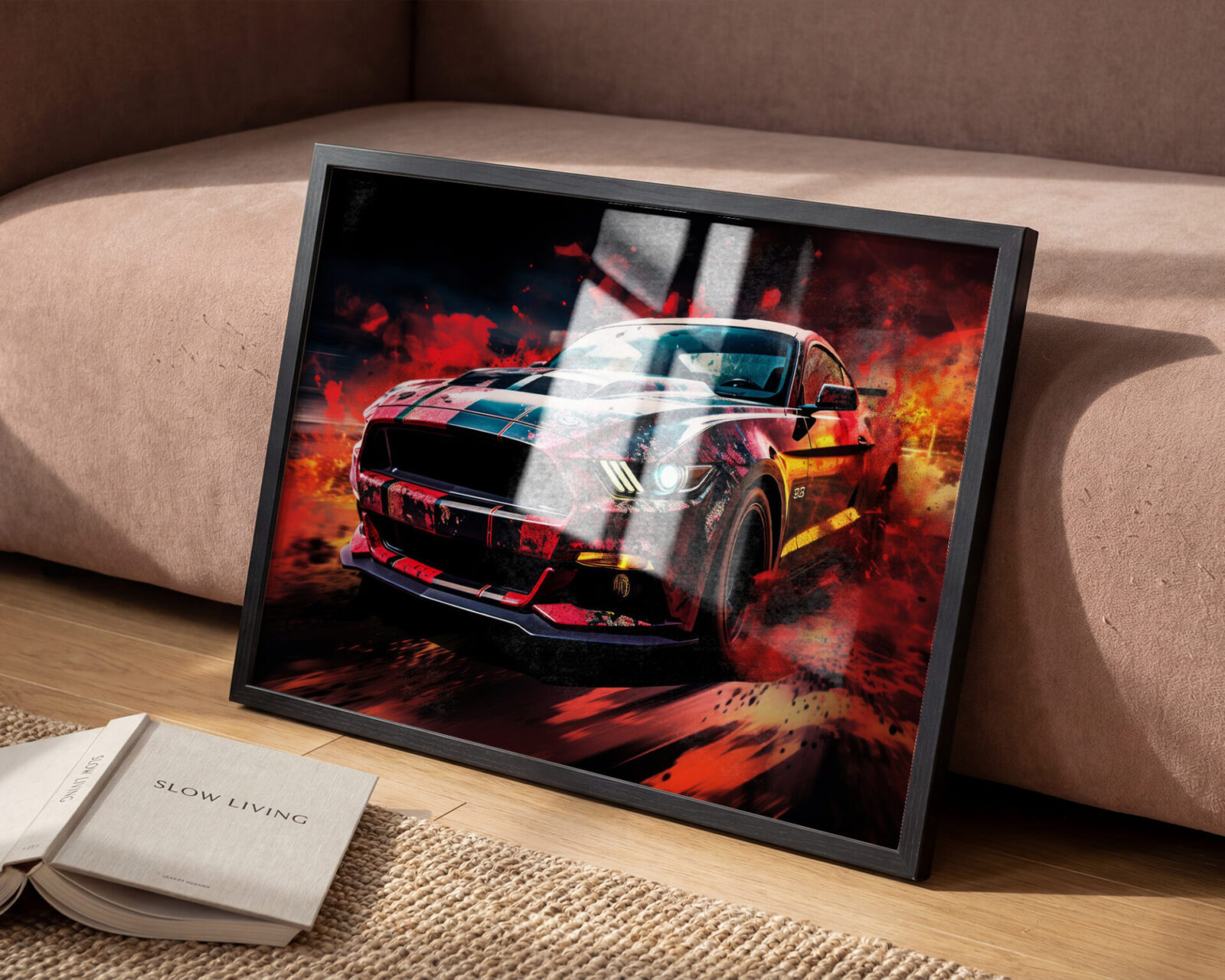 Redline Inferno Contemporary Muscle Car Print - room mockup