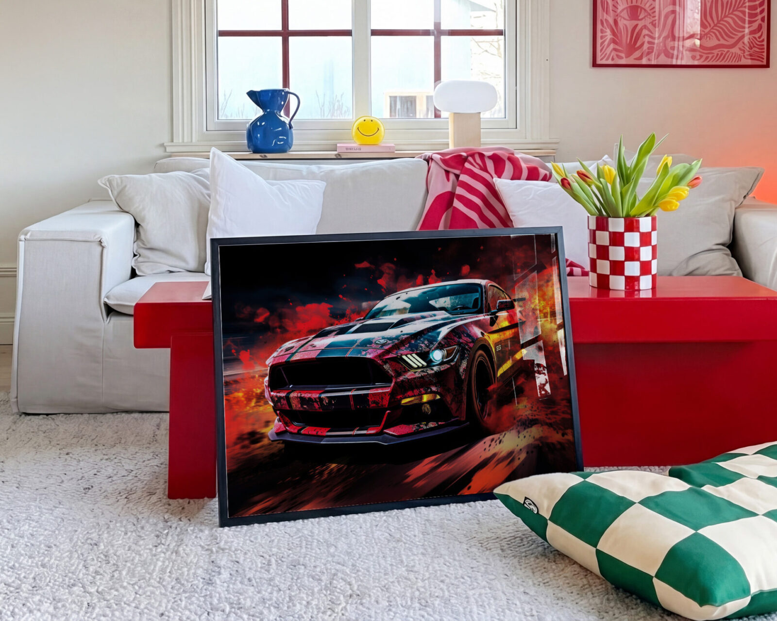 Redline Inferno Contemporary Muscle Car Print - room mockup