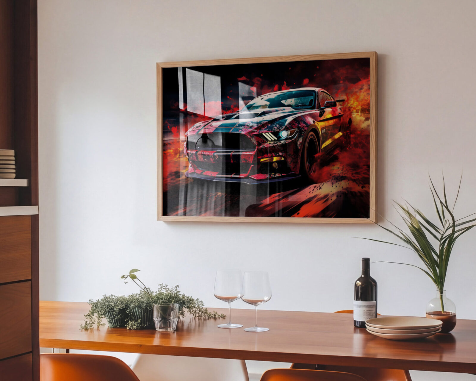 Redline Inferno Contemporary Muscle Car Print - room mockup