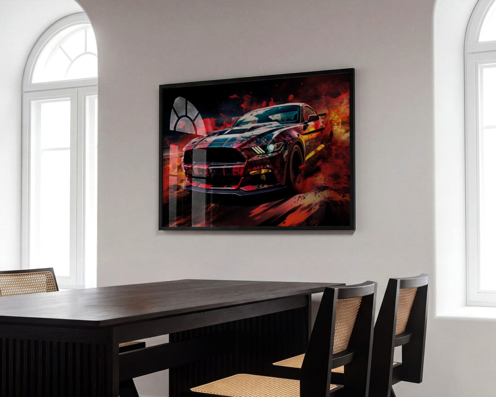 Redline Inferno Contemporary Muscle Car Print - room mockup