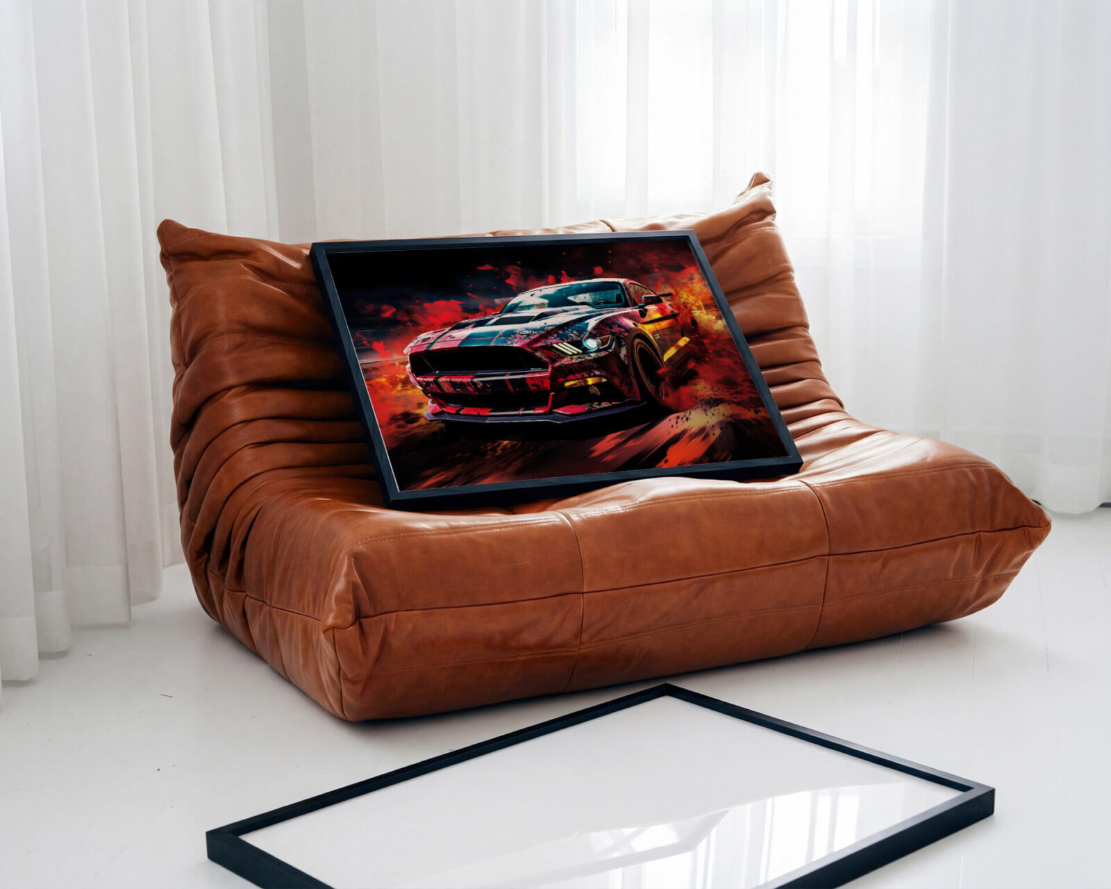 Redline Inferno Contemporary Muscle Car Print - room mockup