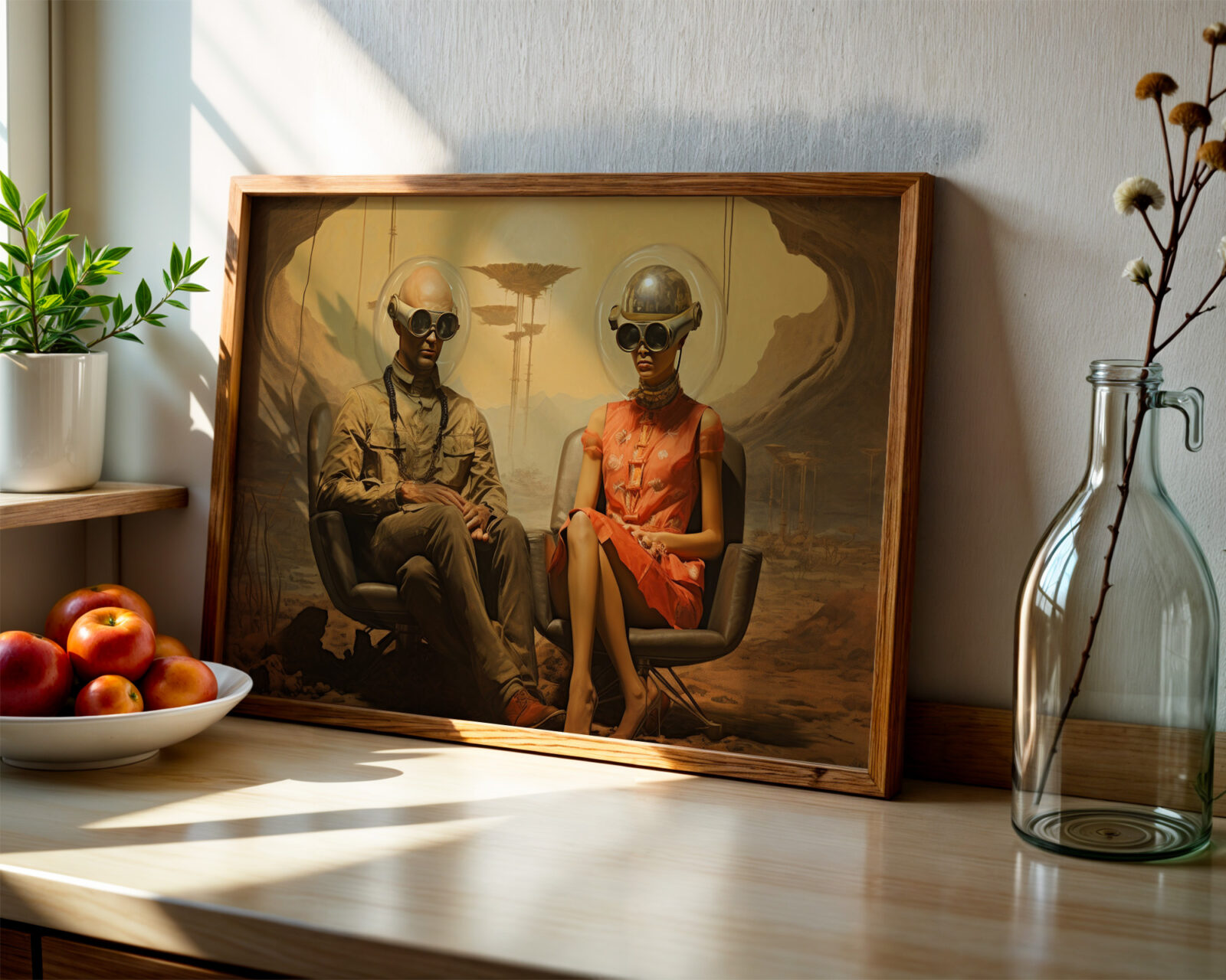 Desert Orbit Retro Futurist Art Print - room mockup