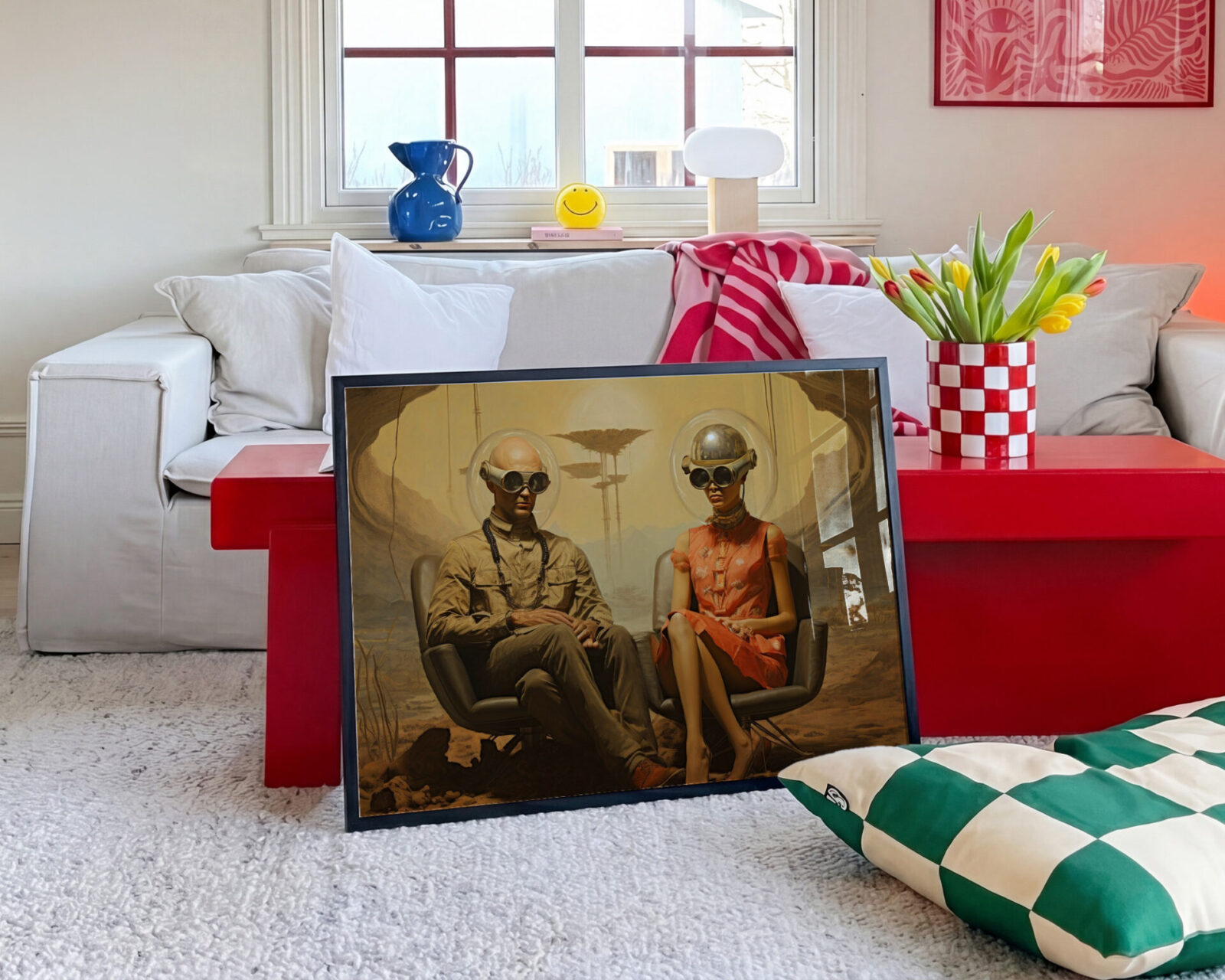 Desert Orbit Retro Futurist Art Print - room mockup