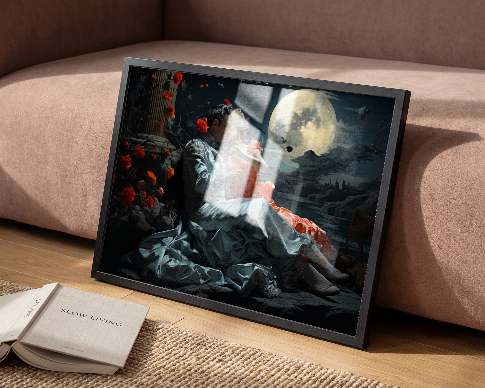 The Lovers' Nocturne Art Print - room mockup
