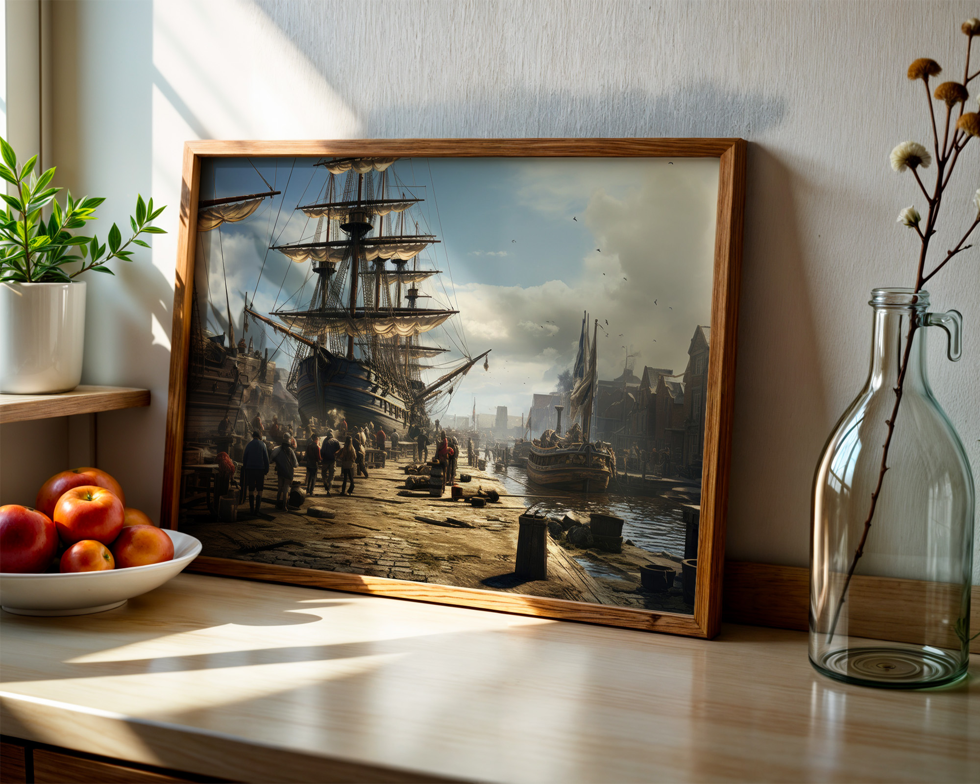 Tall Ships of the Golden Harbor Art Print - room mockup