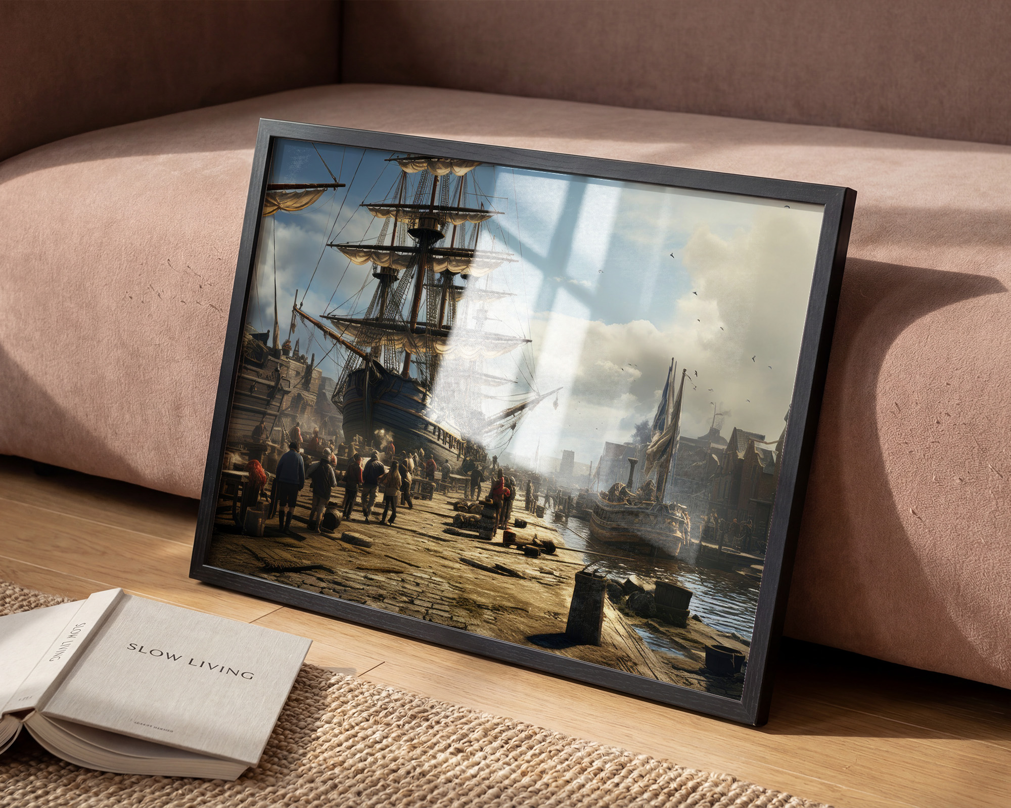 Tall Ships of the Golden Harbor Art Print - room mockup