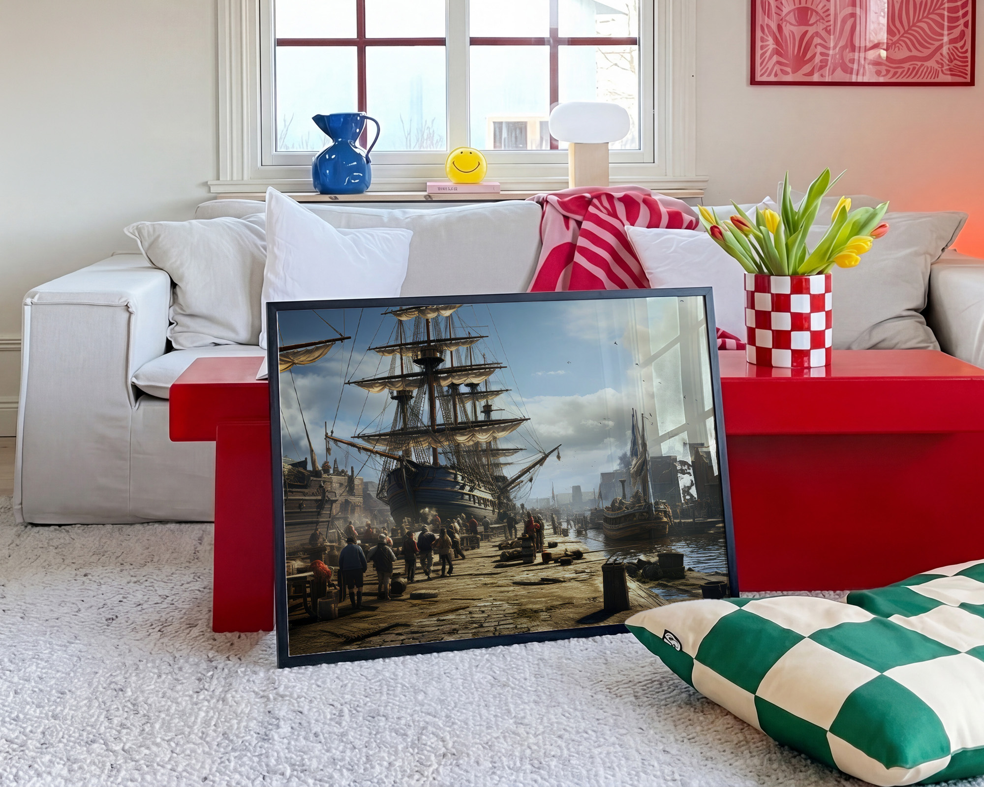 Tall Ships of the Golden Harbor Art Print - room mockup