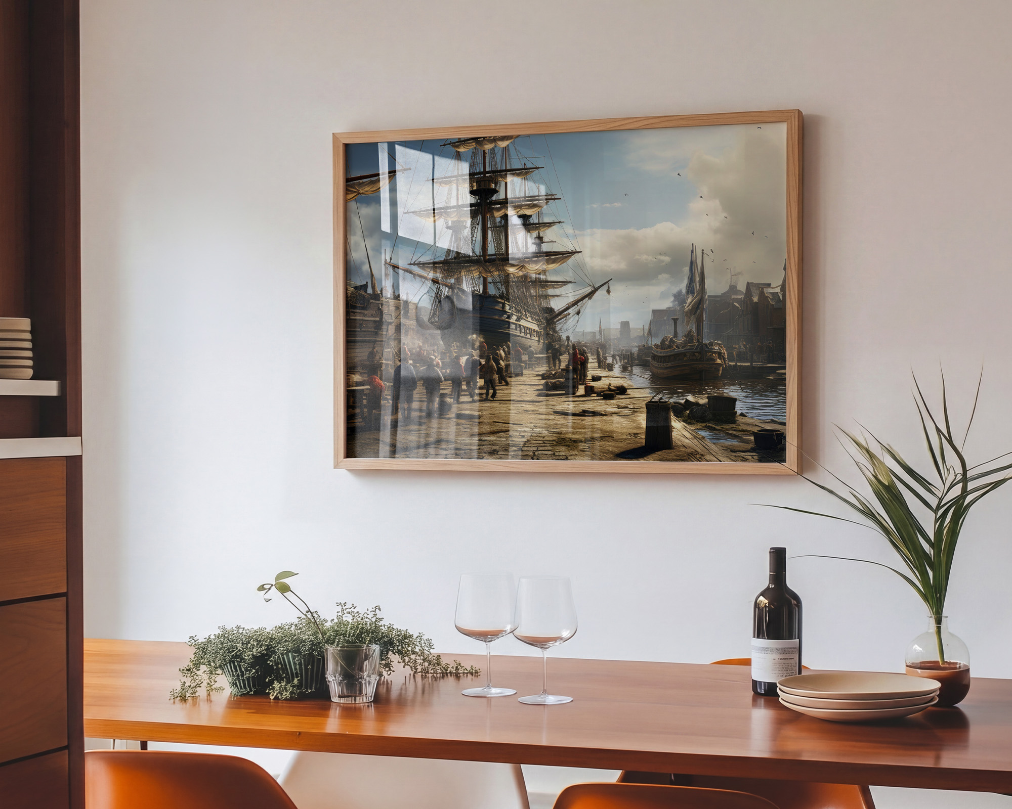 Tall Ships of the Golden Harbor Art Print - room mockup