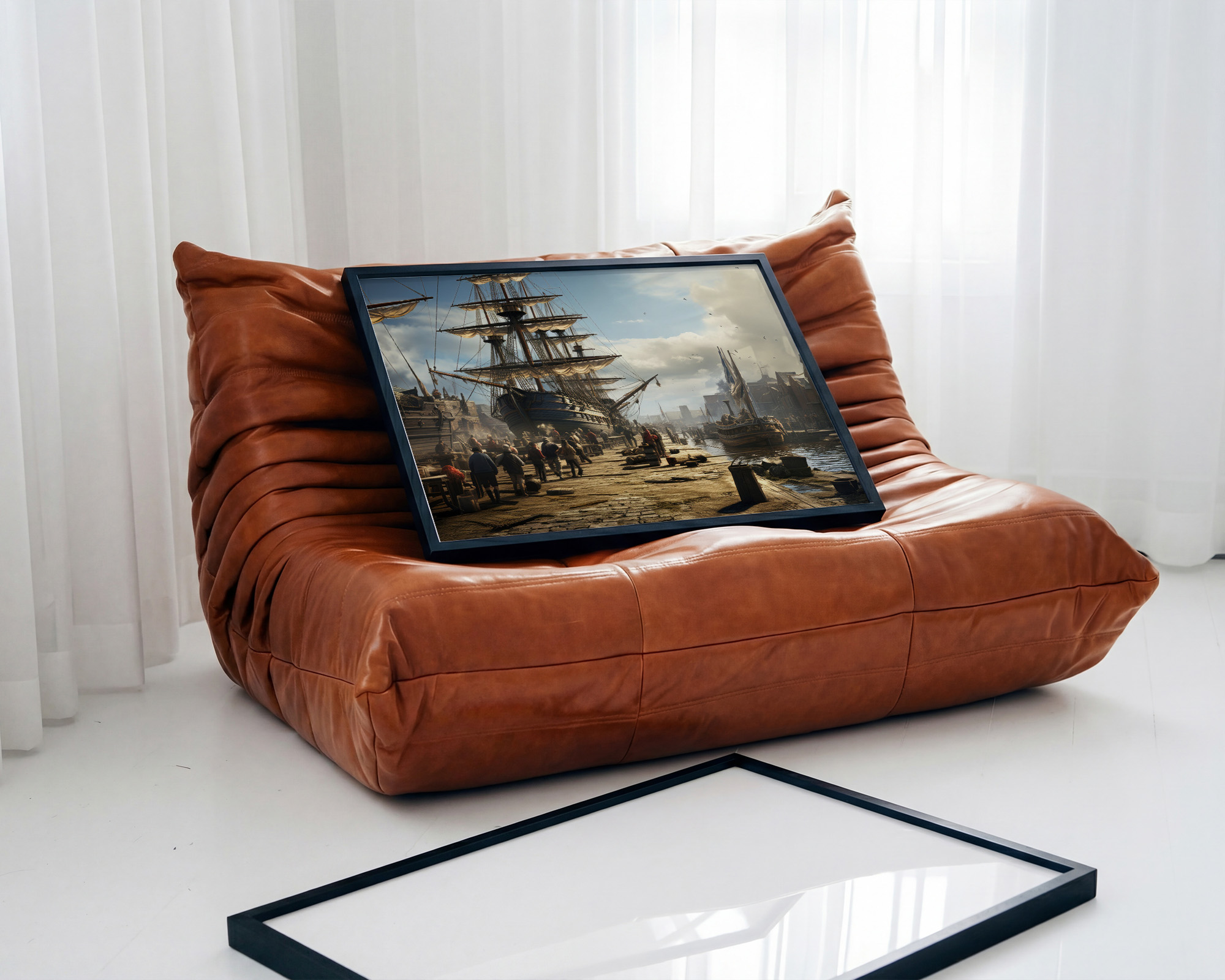 Tall Ships of the Golden Harbor Art Print - room mockup