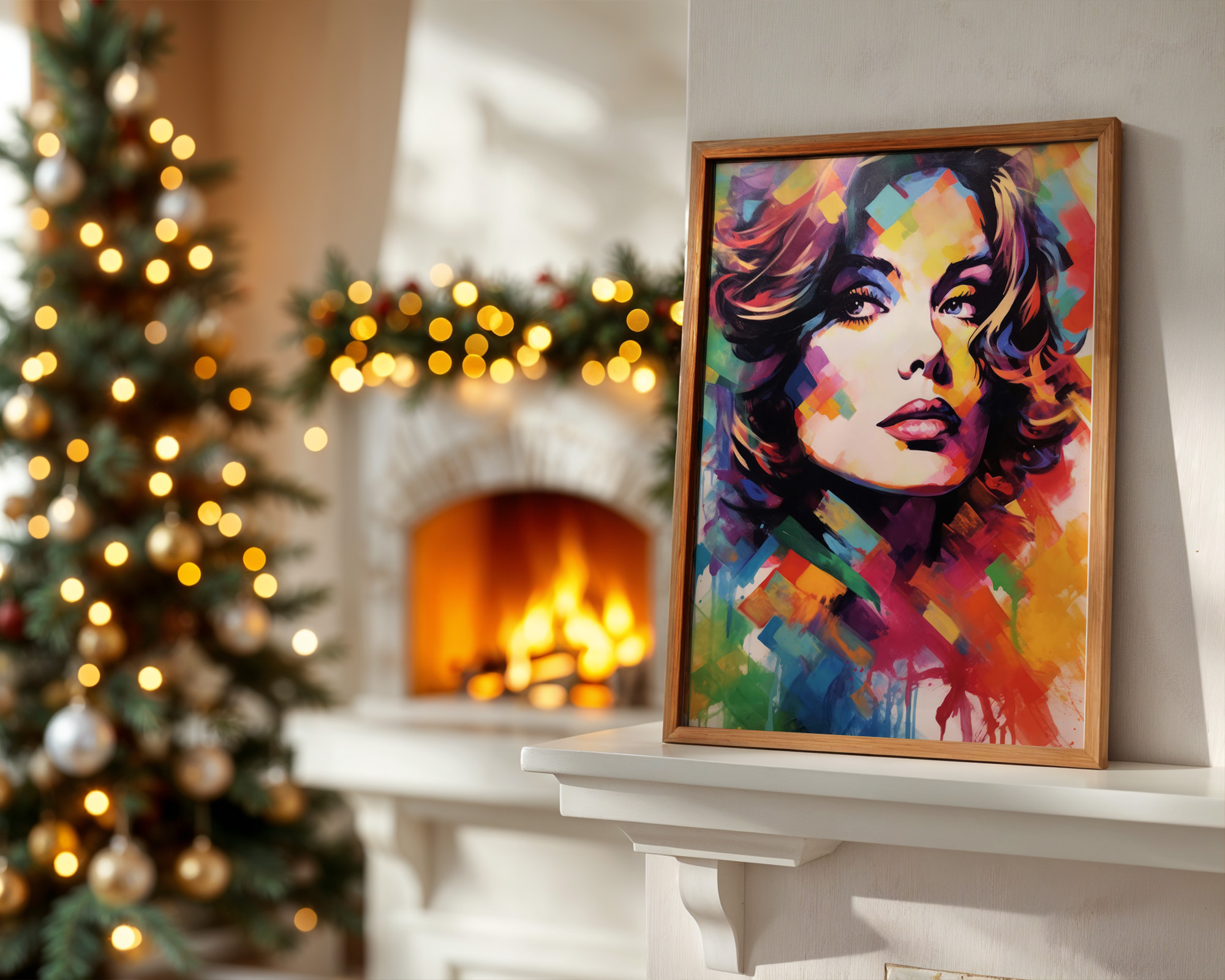 Evocative Woman Vibrant Portrait - room mockup
