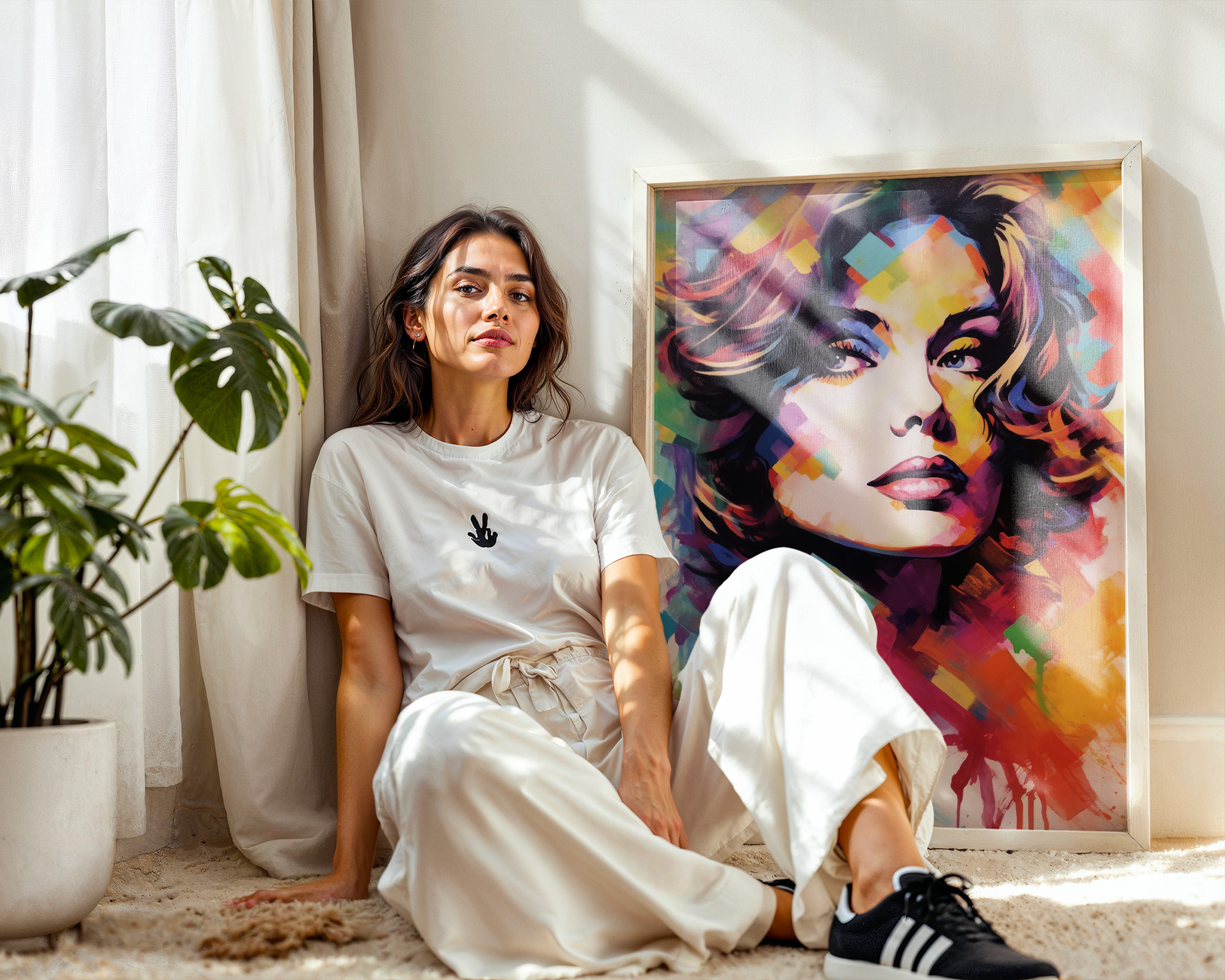 Evocative Woman Vibrant Portrait - room mockup