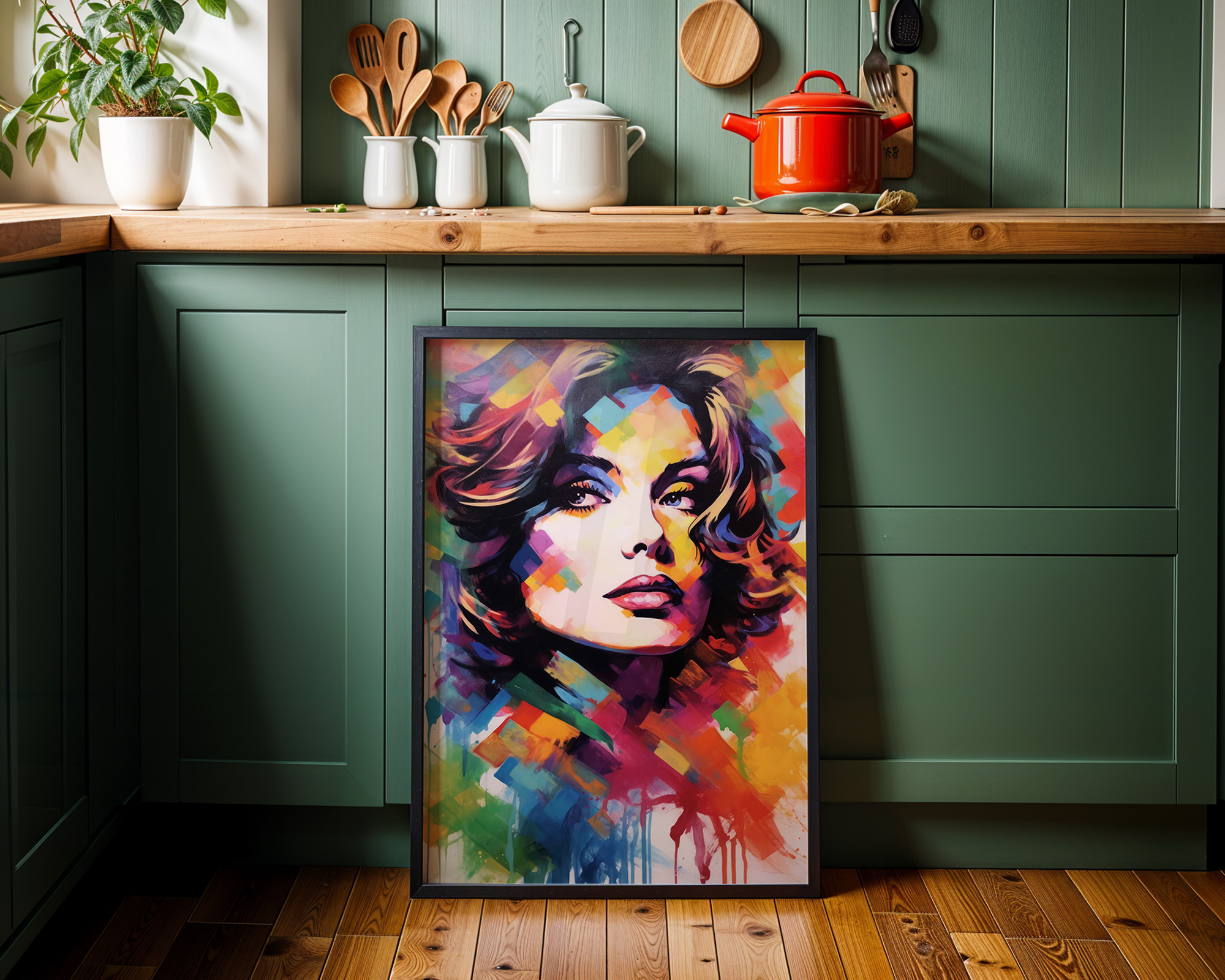 Evocative Woman Vibrant Portrait - room mockup