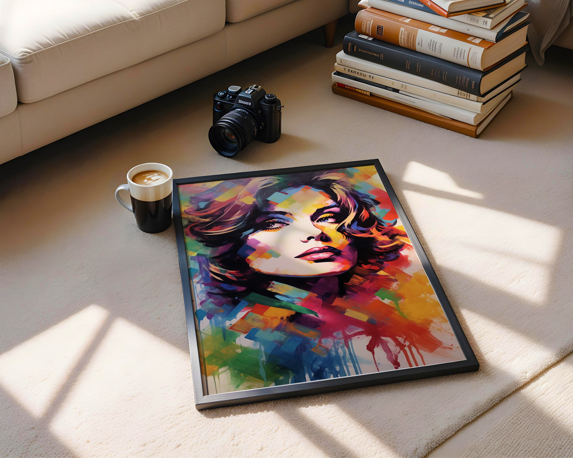 Evocative Woman Vibrant Portrait - room mockup