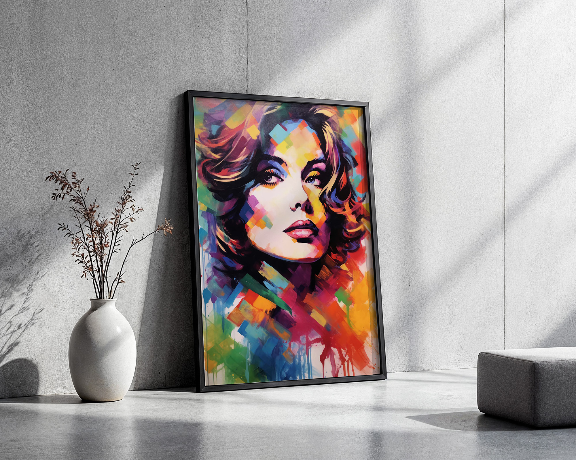 Evocative Woman Vibrant Portrait - room mockup