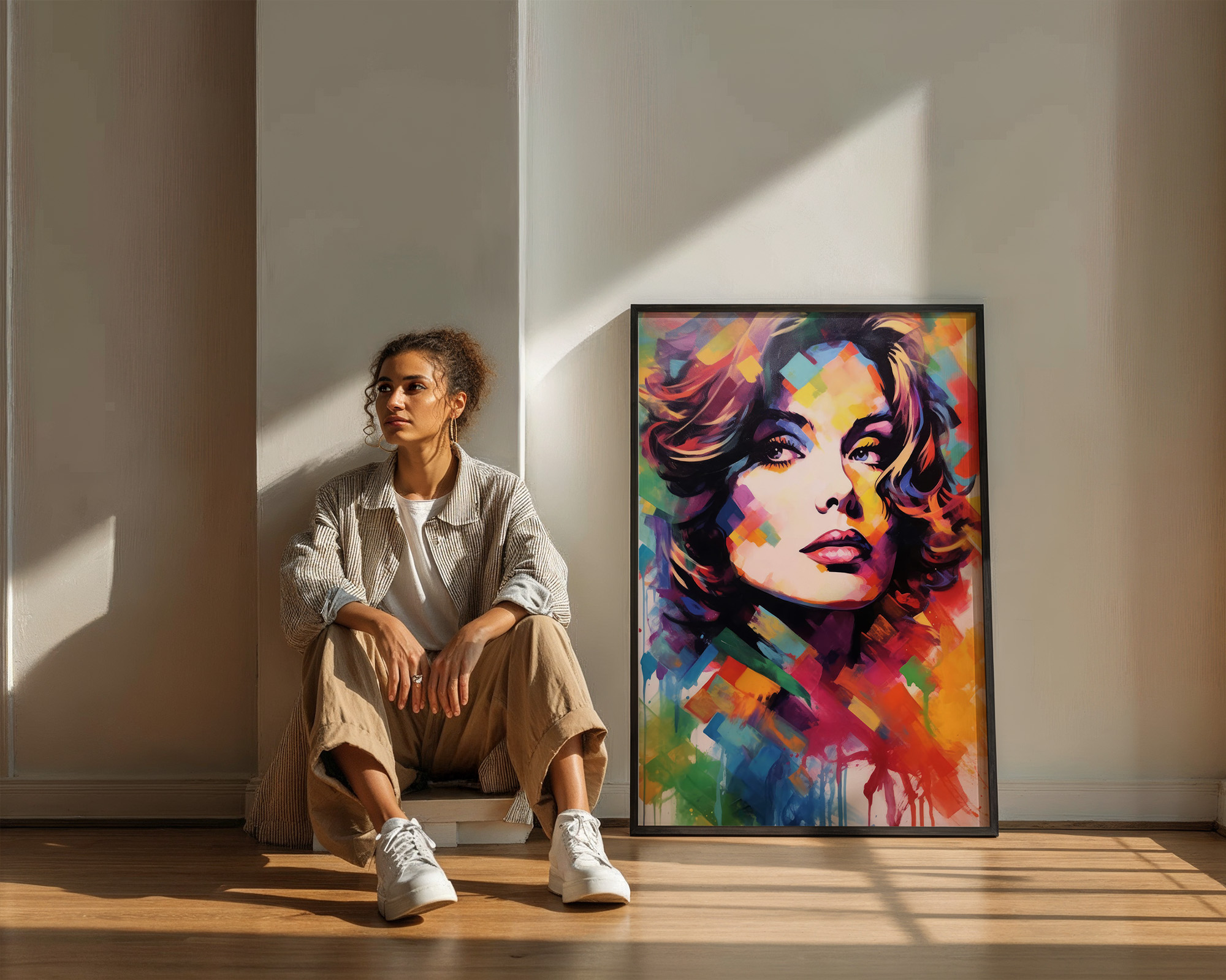 Evocative Woman Vibrant Portrait - room mockup