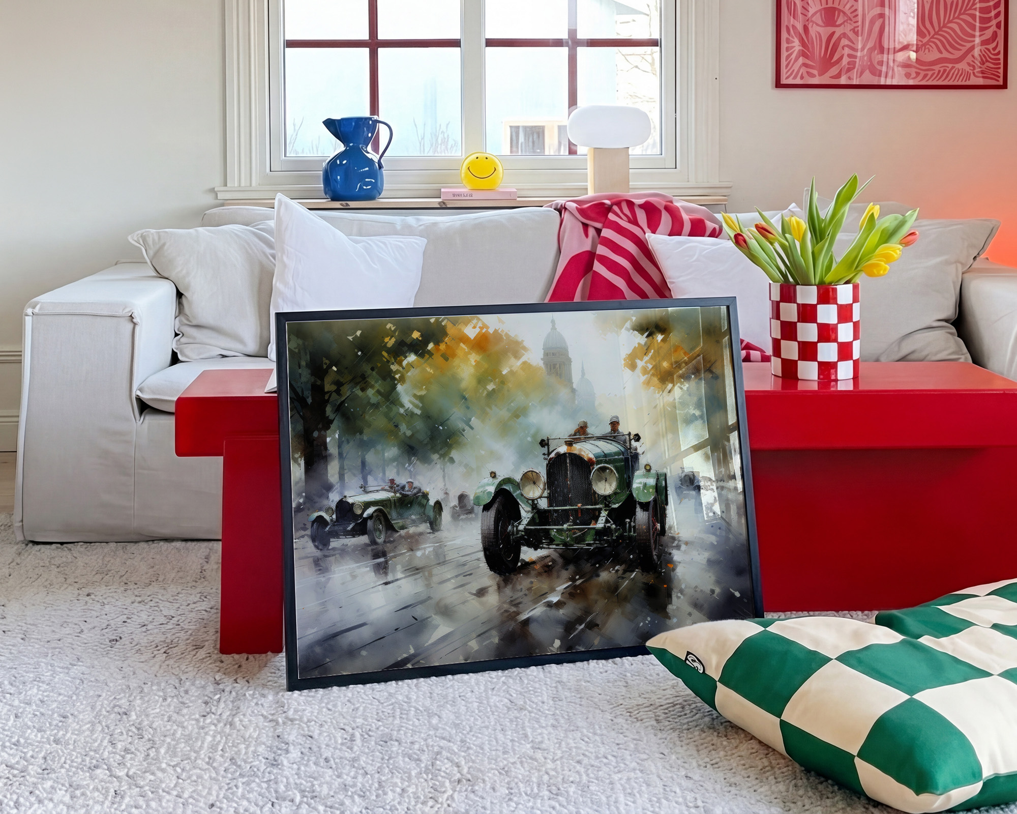 Charge of the Emerald Racers Art Print - room mockup