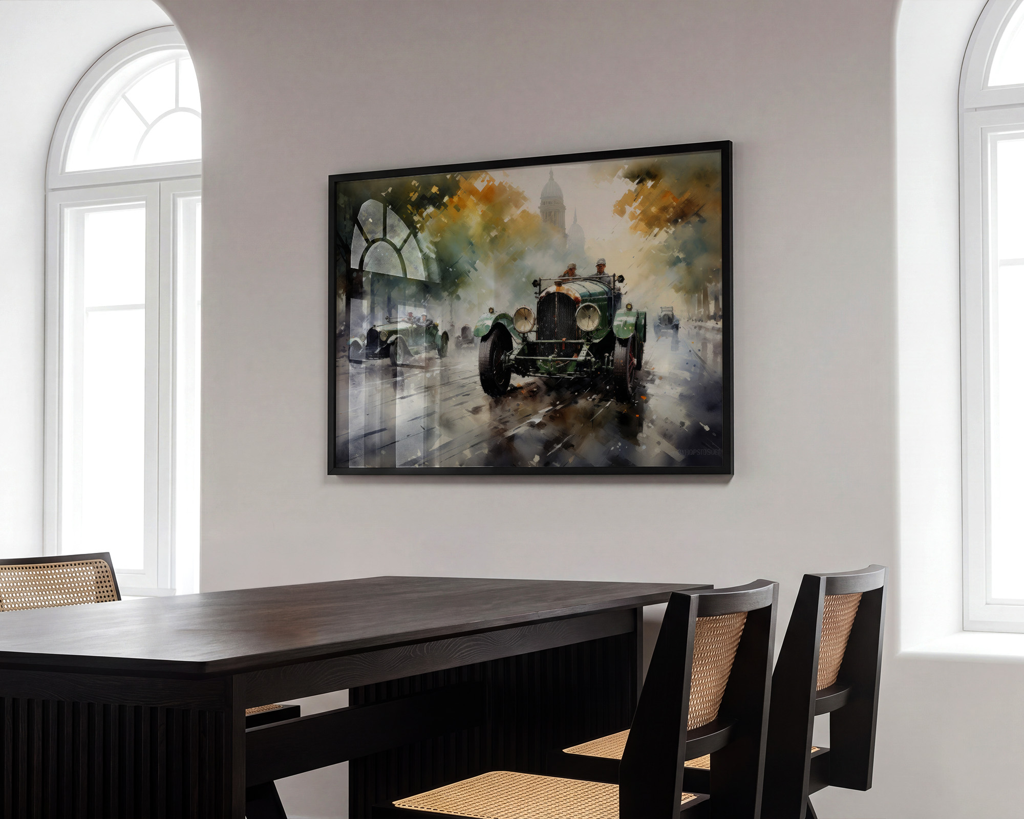 Charge of the Emerald Racers Art Print - room mockup