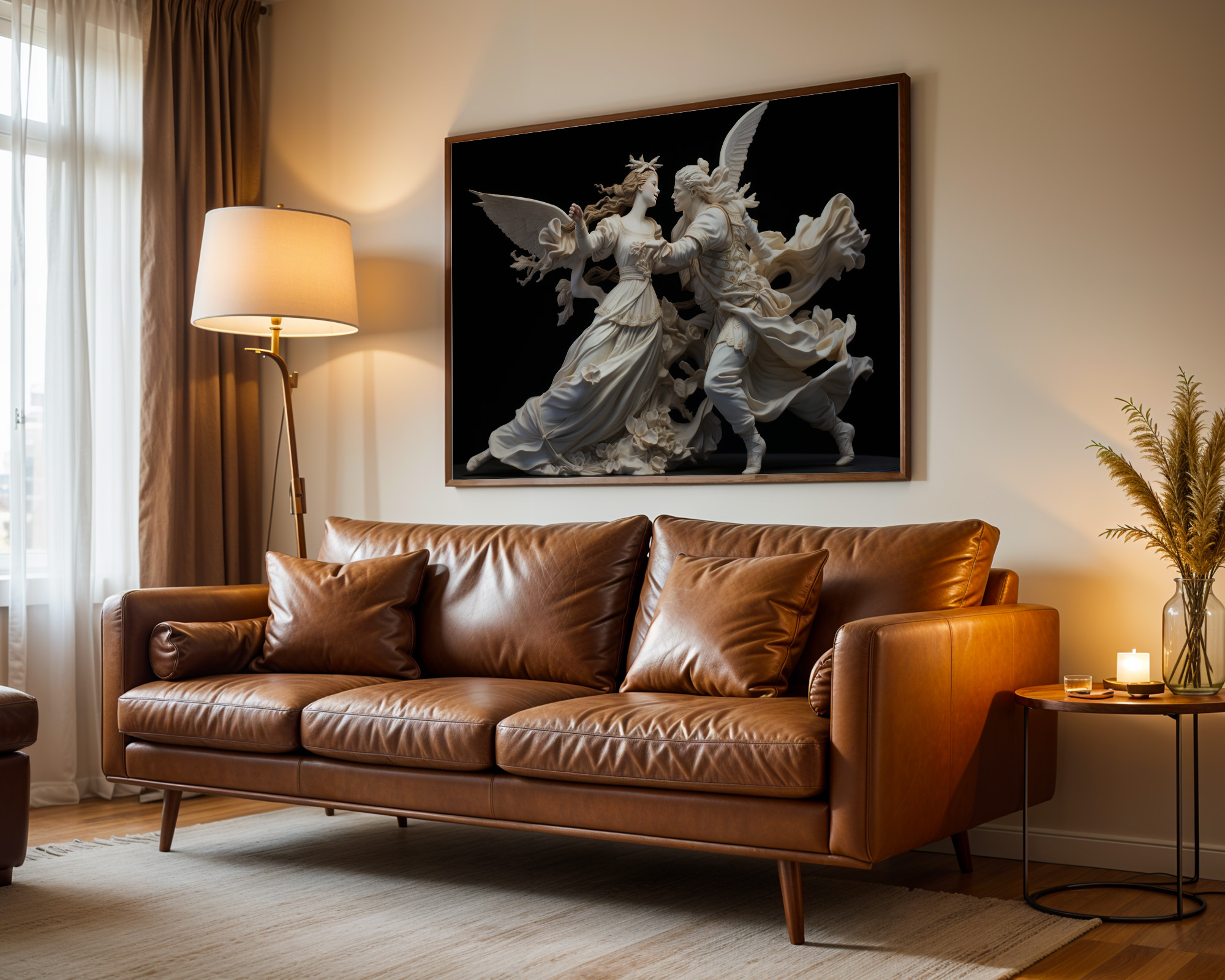 Celestial Embrace Winged Angels Art Print - room mockup