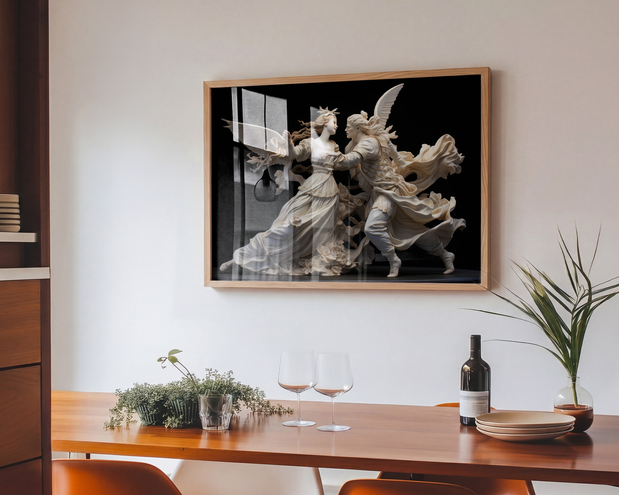 Celestial Embrace Winged Angels Art Print - room mockup