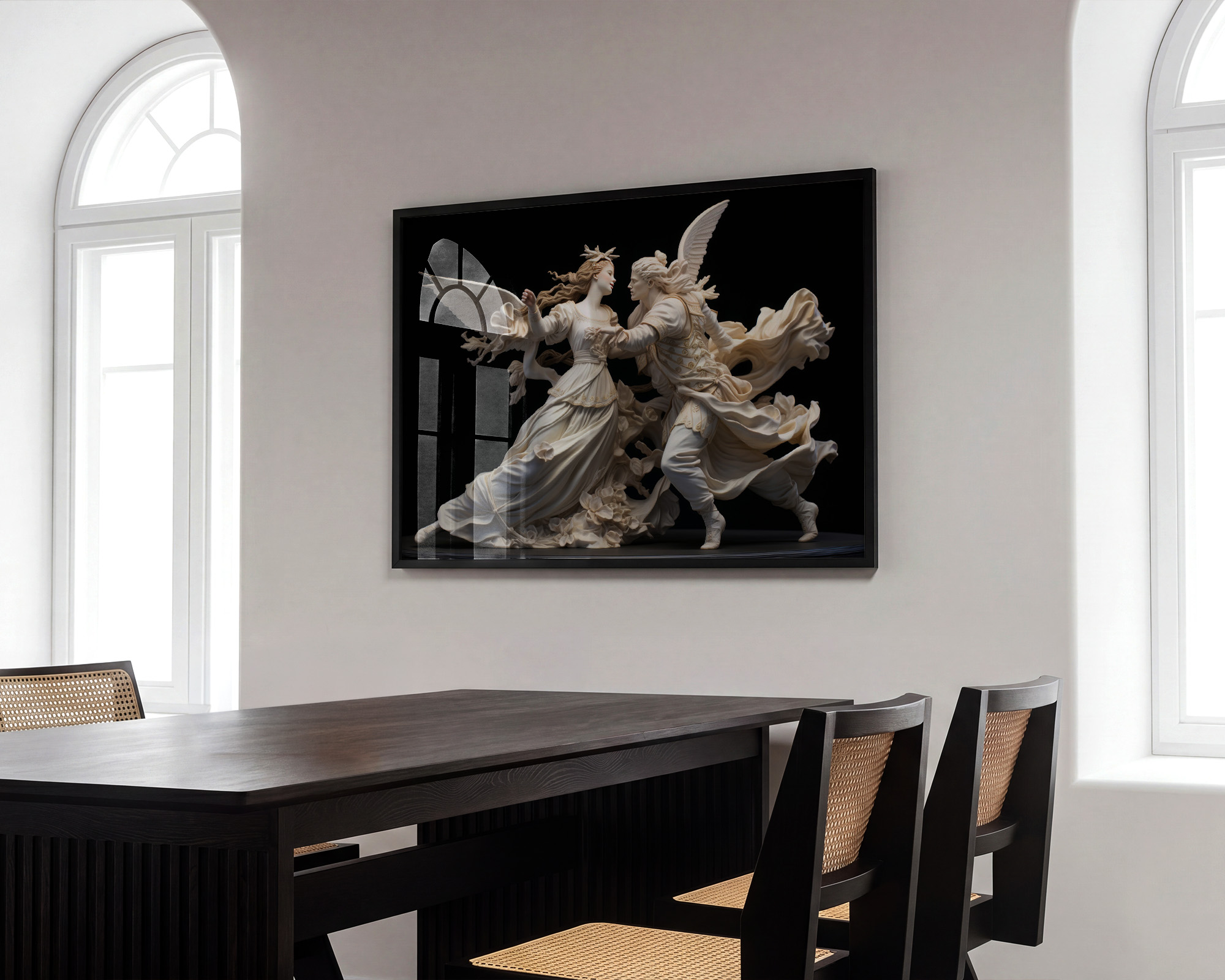 Celestial Embrace Winged Angels Art Print - room mockup