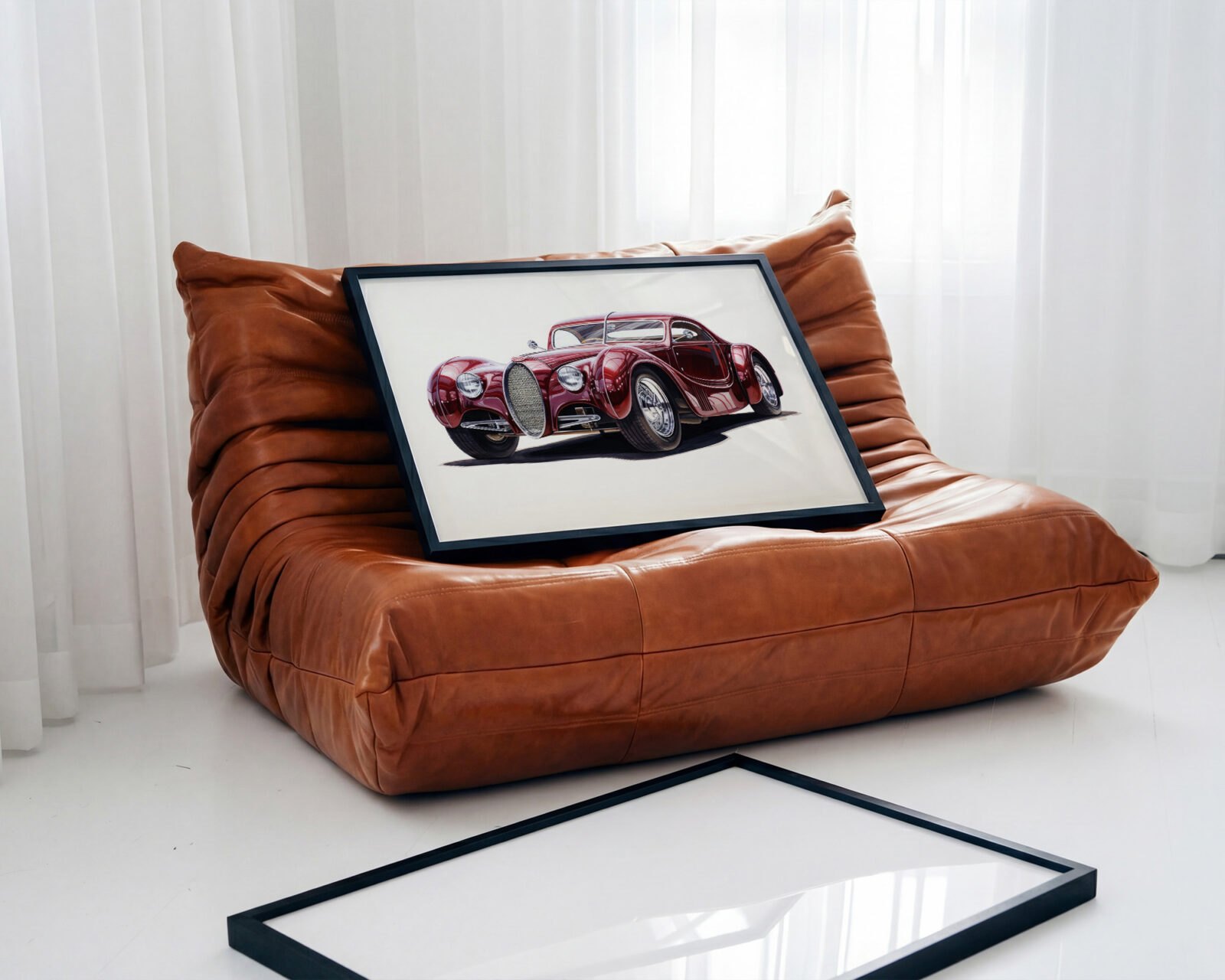Crimson Aristocrat Sports Car Art Print - room mockup