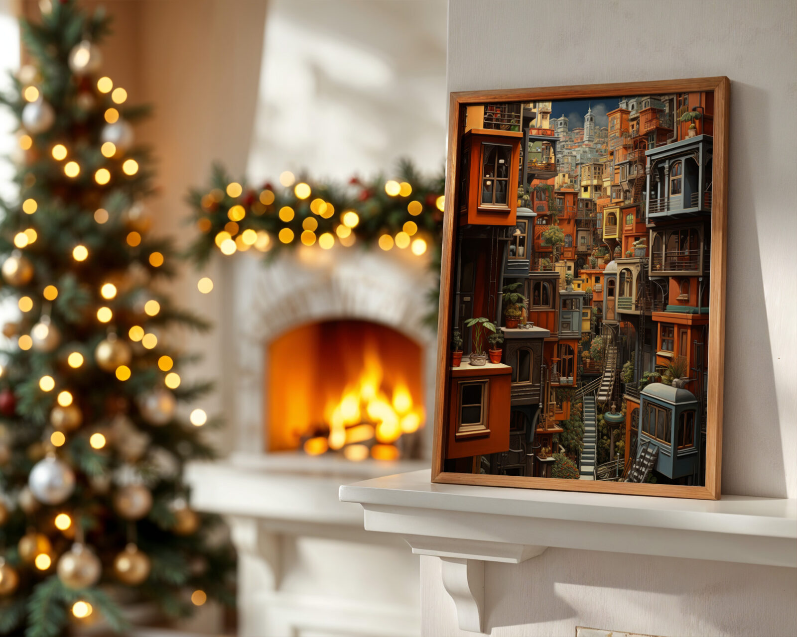 Cascading Terraces Art Print - room mockup