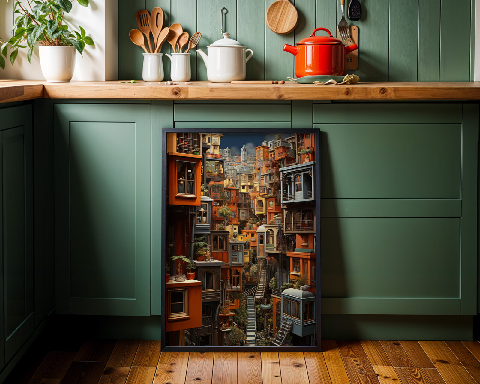 Cascading Terraces Art Print - room mockup